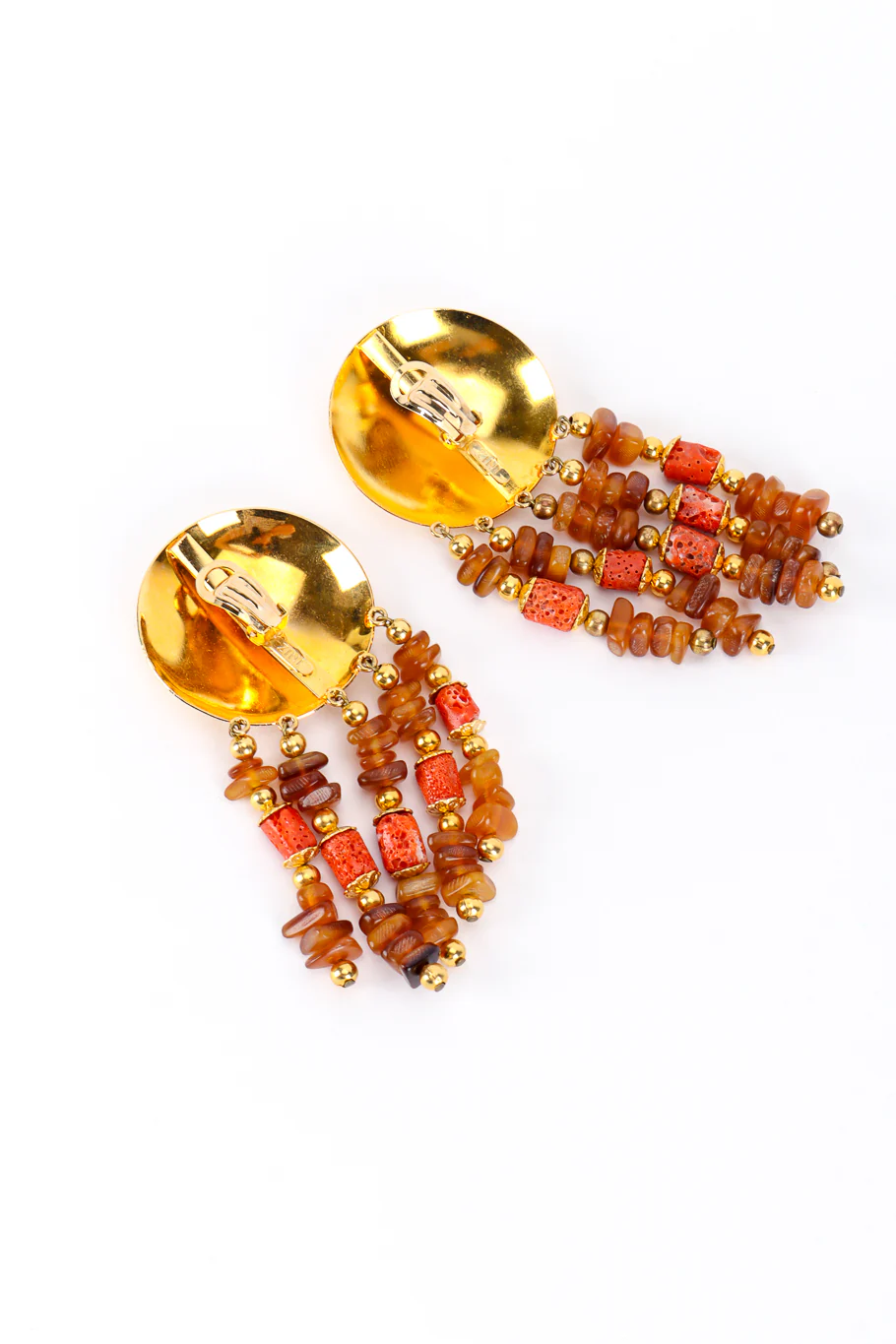 Disc Stone Fringe Drop Earrings - Image 5