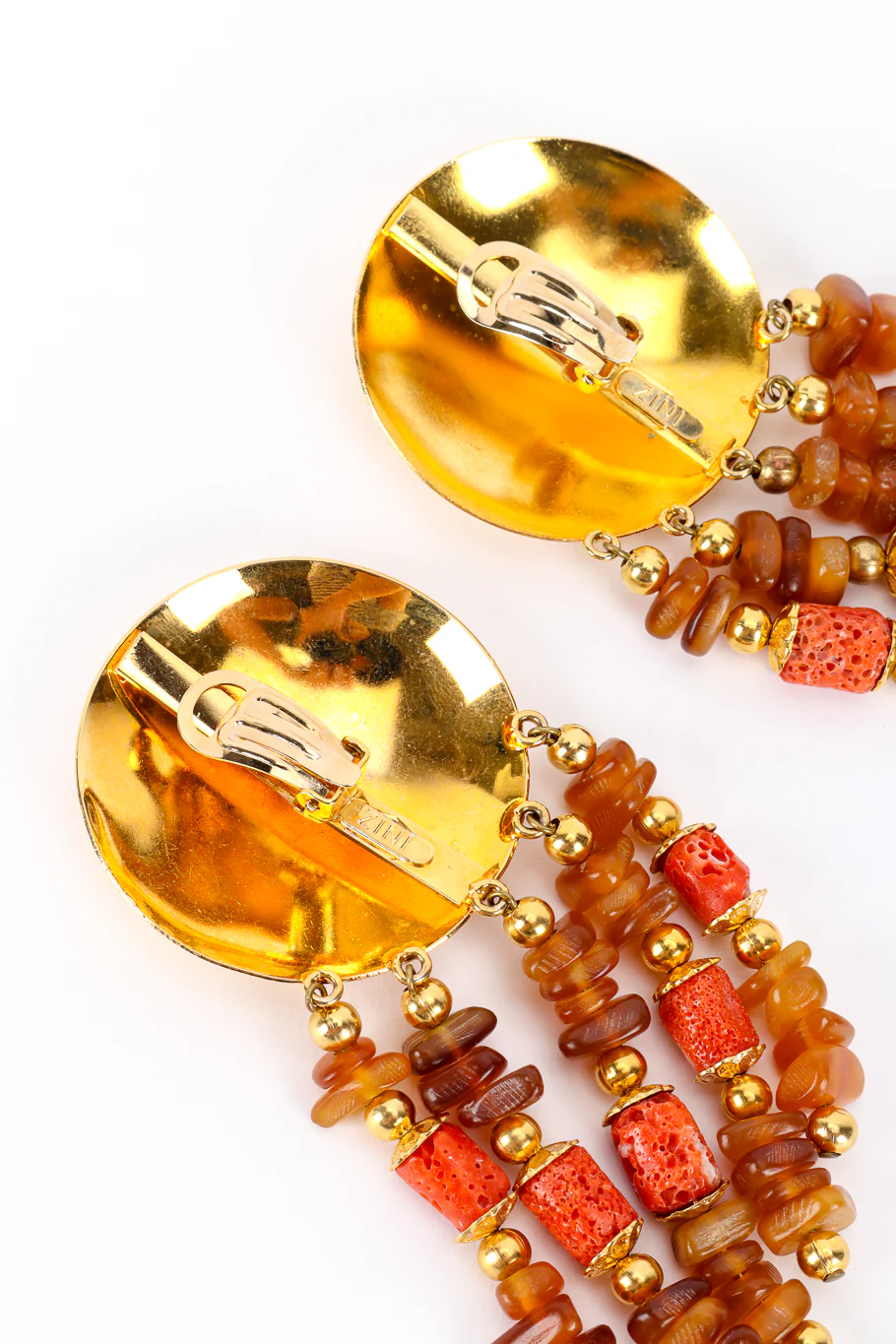 Disc Stone Fringe Drop Earrings - Image 7