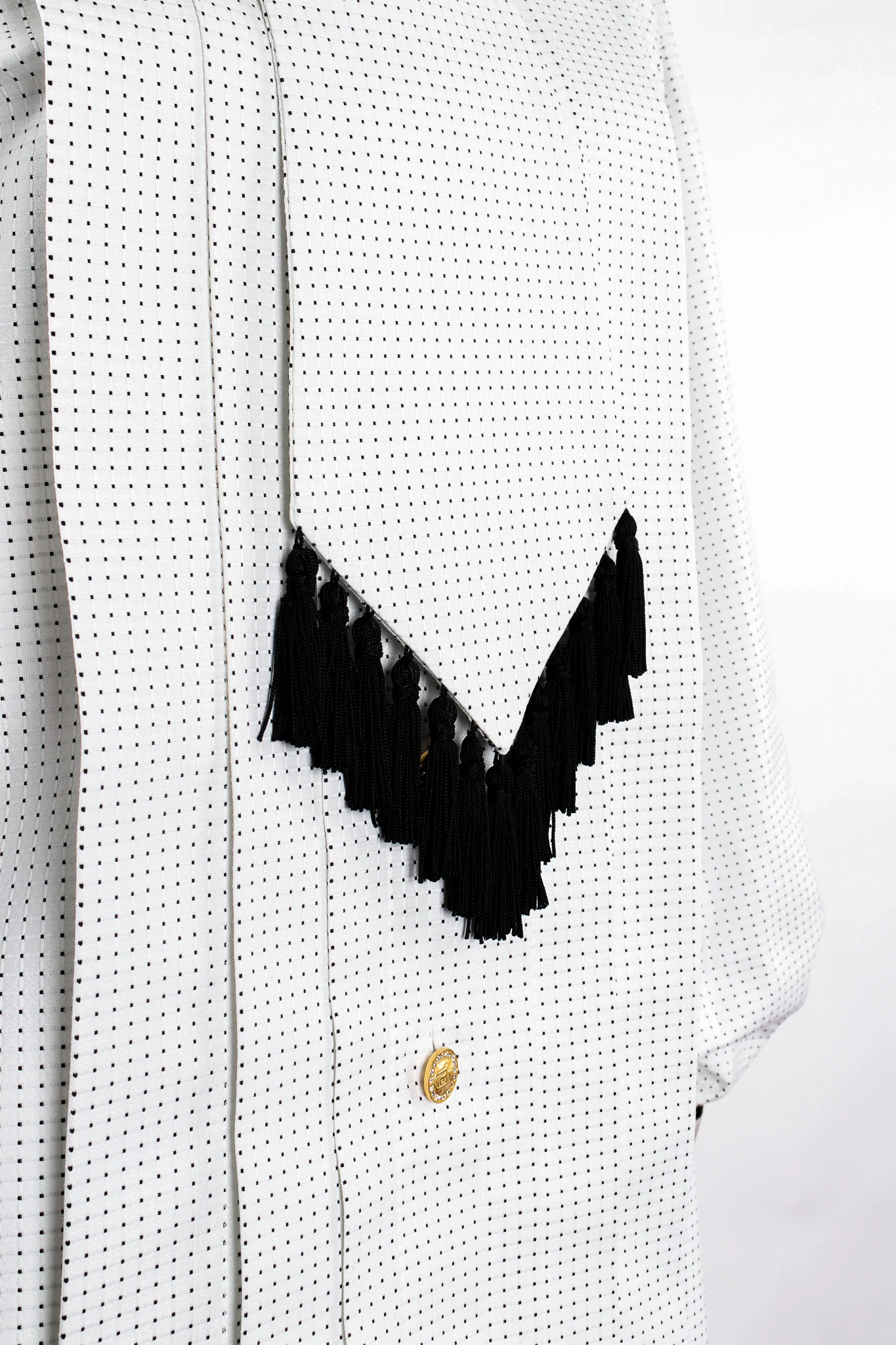 Dobby Dot Balloon Sleeve Tie Shirt - Image 10