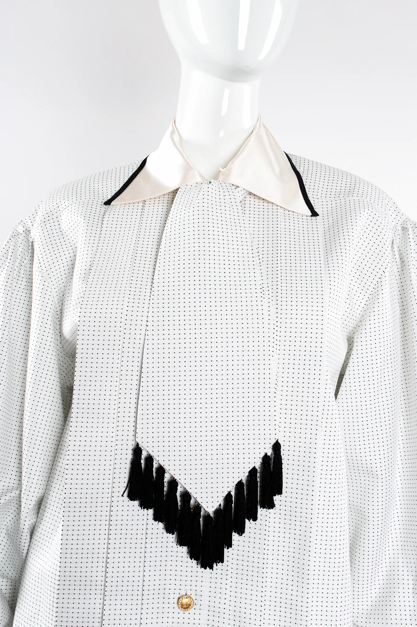 Dobby Dot Balloon Sleeve Tie Shirt - Image 4