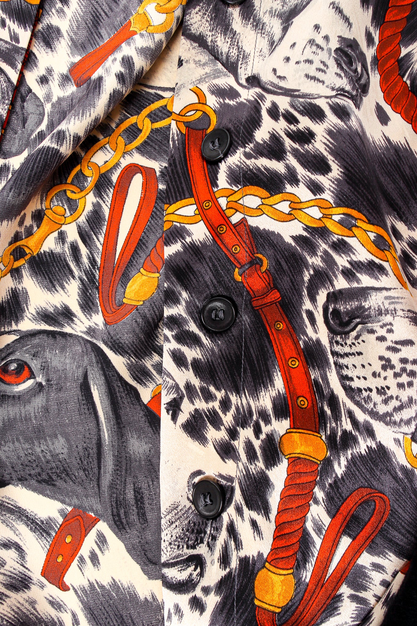 Hound Dog Bridle Print Silk Blouse - Image 7