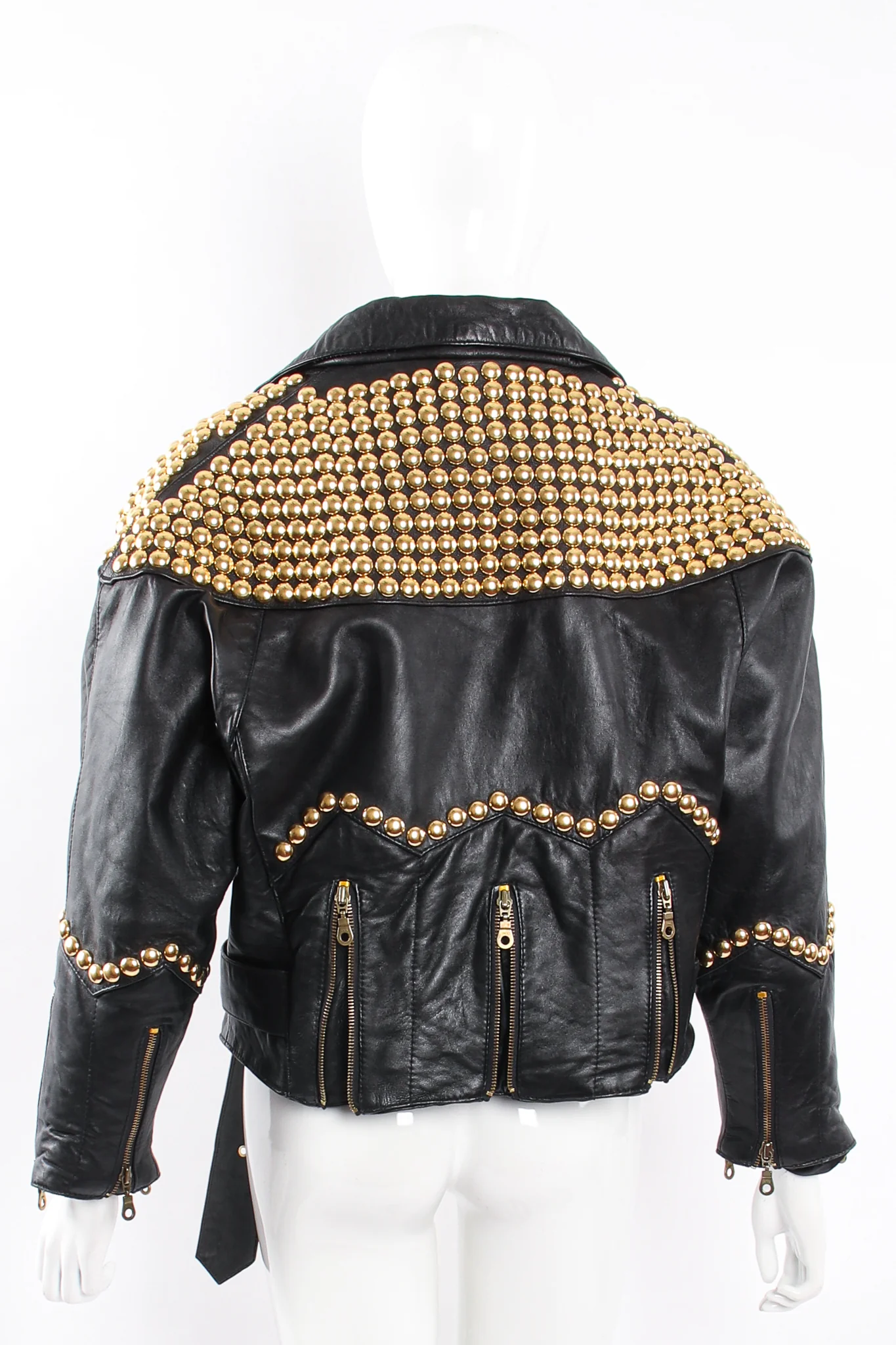 Dome Stud Leather Zipper Jacket - Image 8