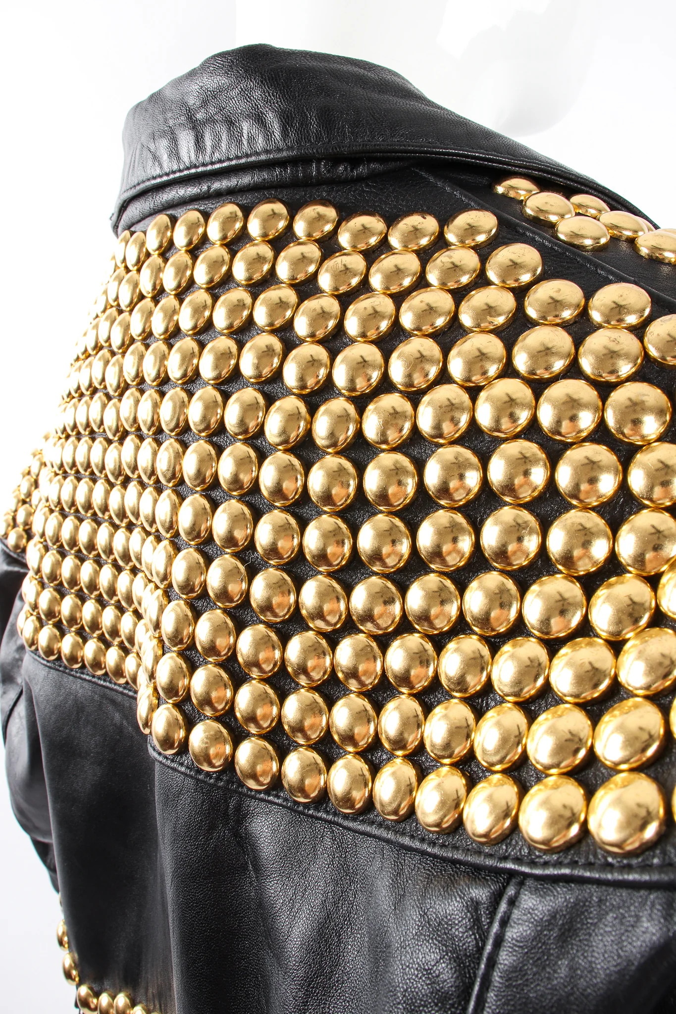 Dome Stud Leather Zipper Jacket - Image 9