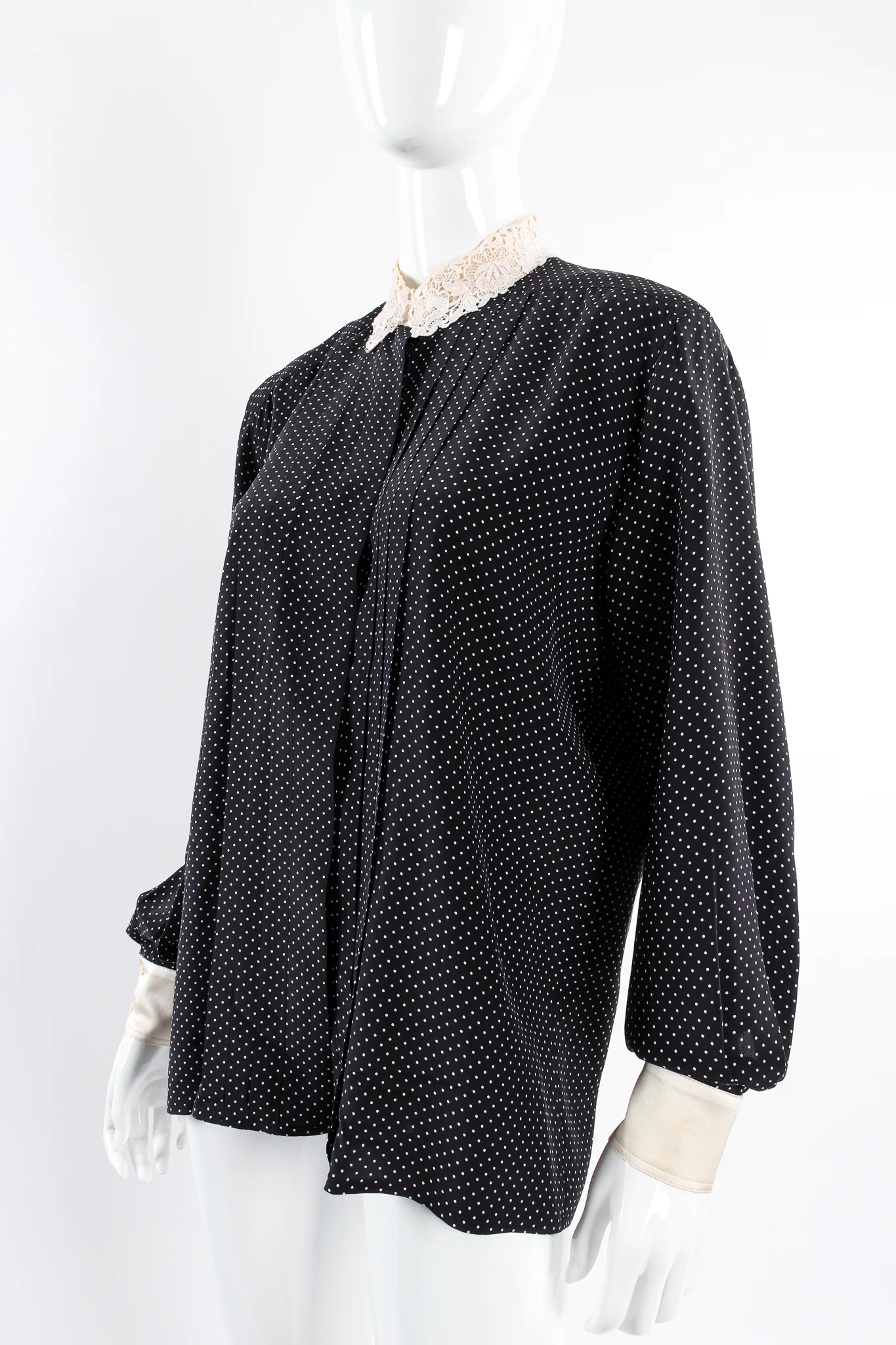 Dotted Crochet Collar Blouse