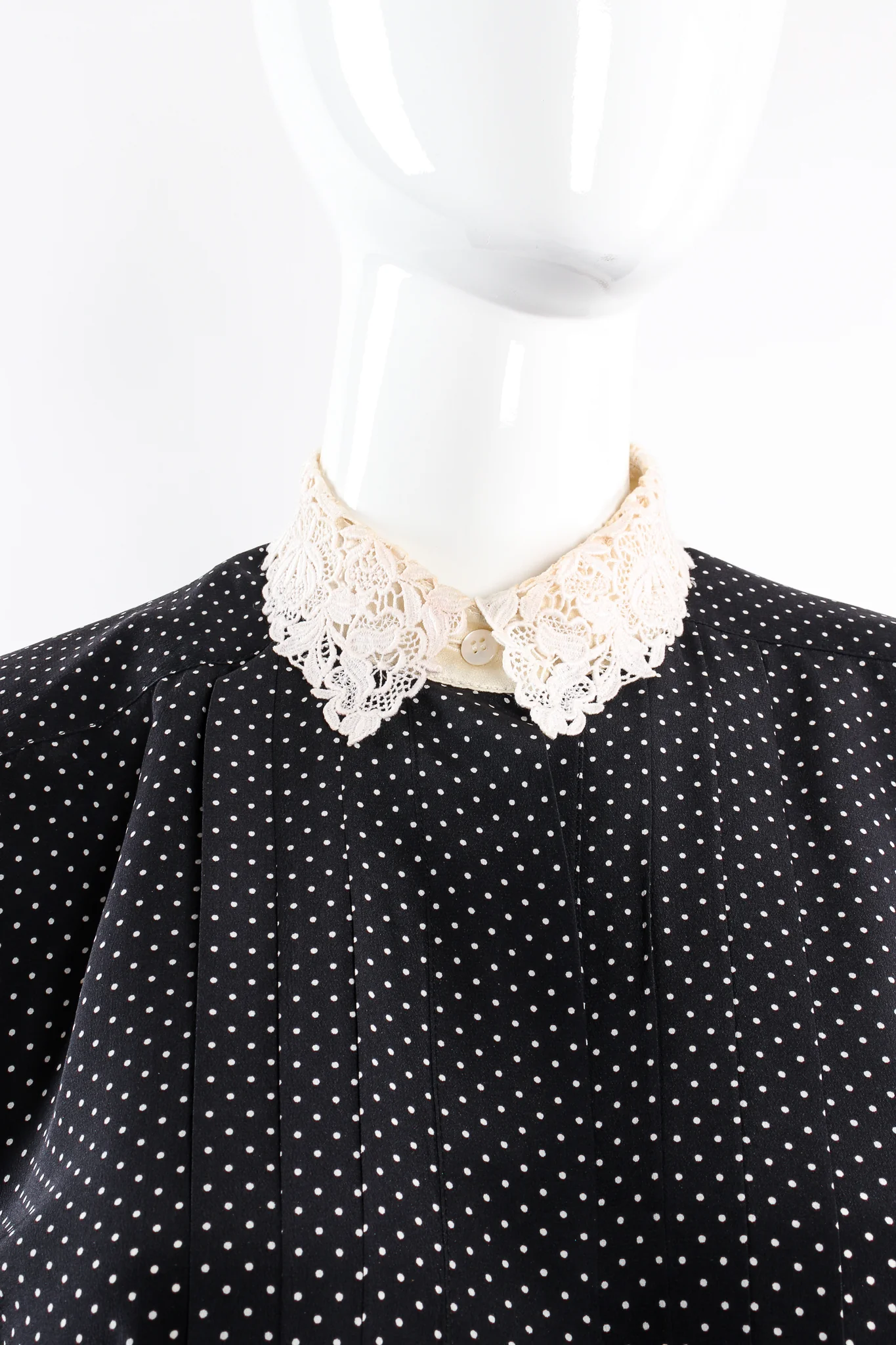 Dotted Crochet Collar Blouse - Image 2