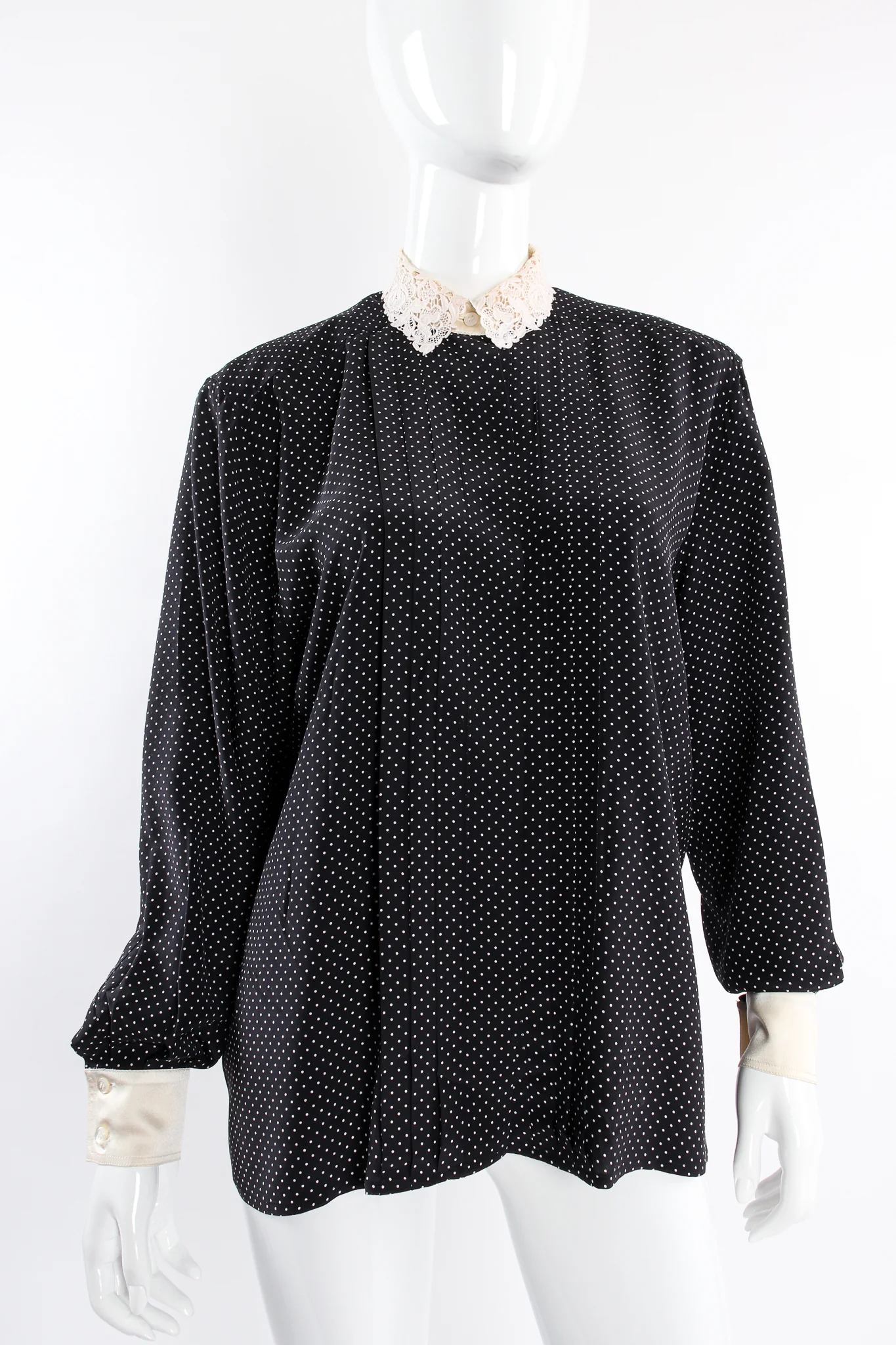 Dotted Crochet Collar Blouse - Image 4