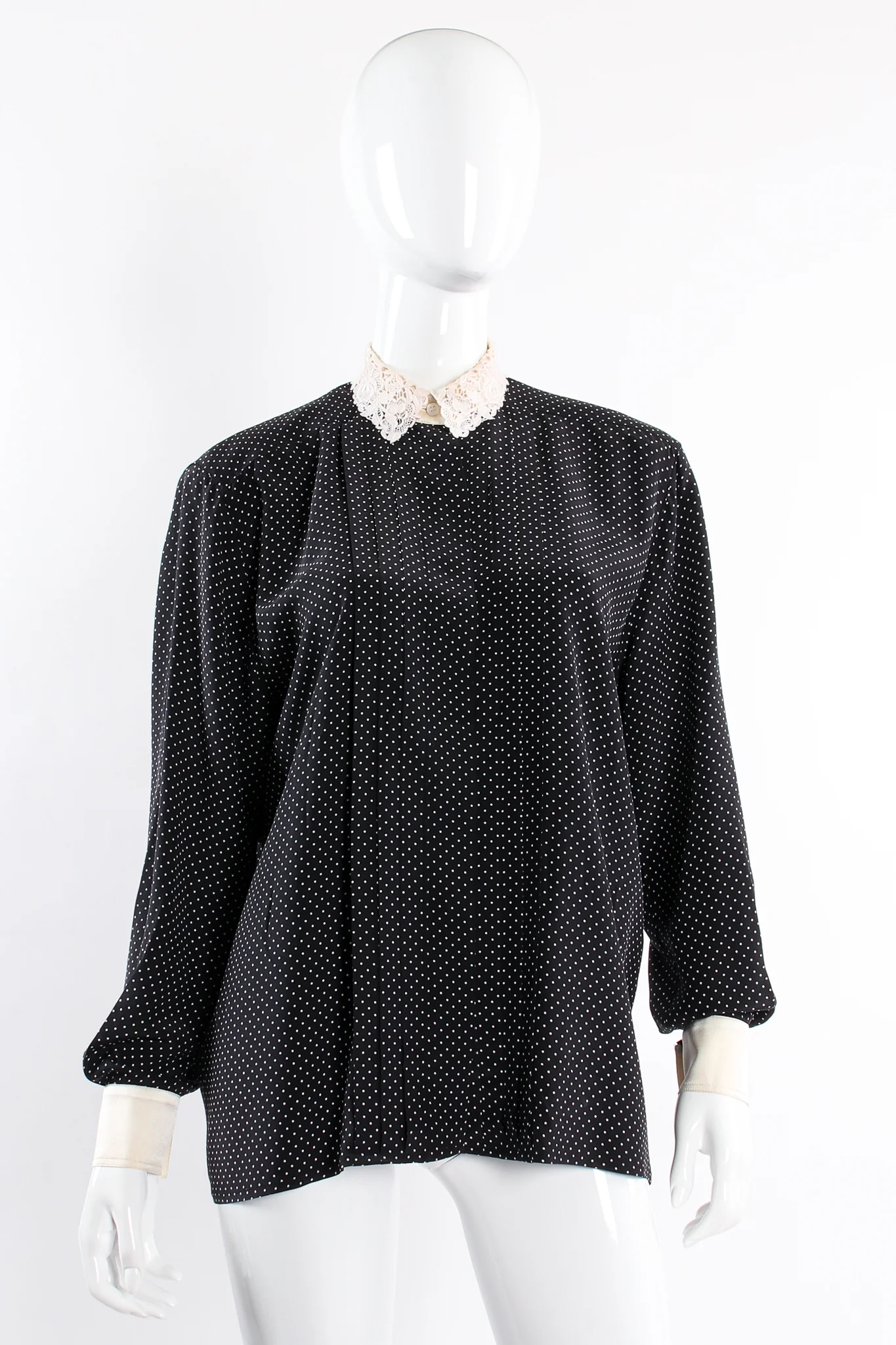 Dotted Crochet Collar Blouse - Image 5