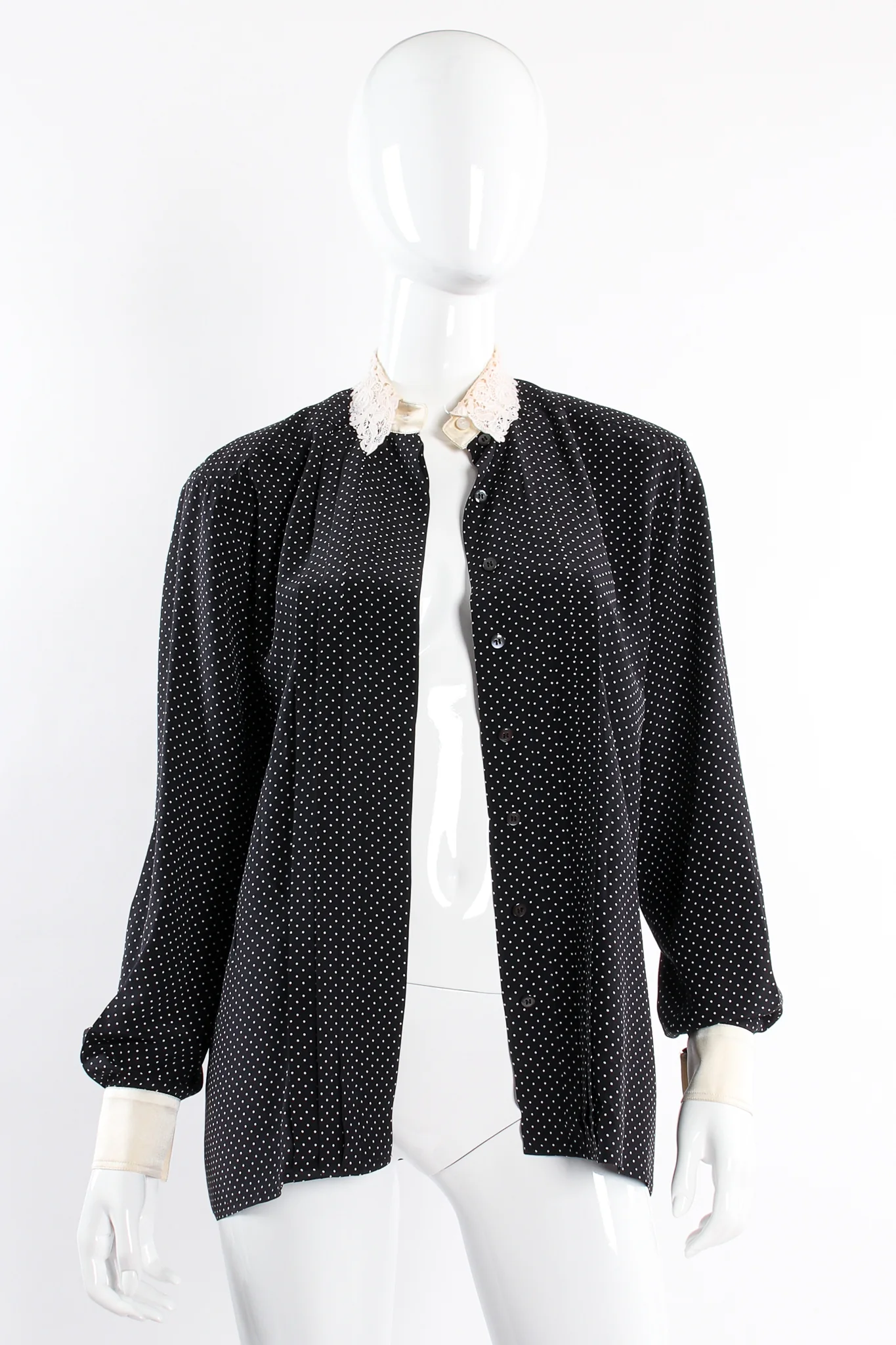 Dotted Crochet Collar Blouse - Image 6