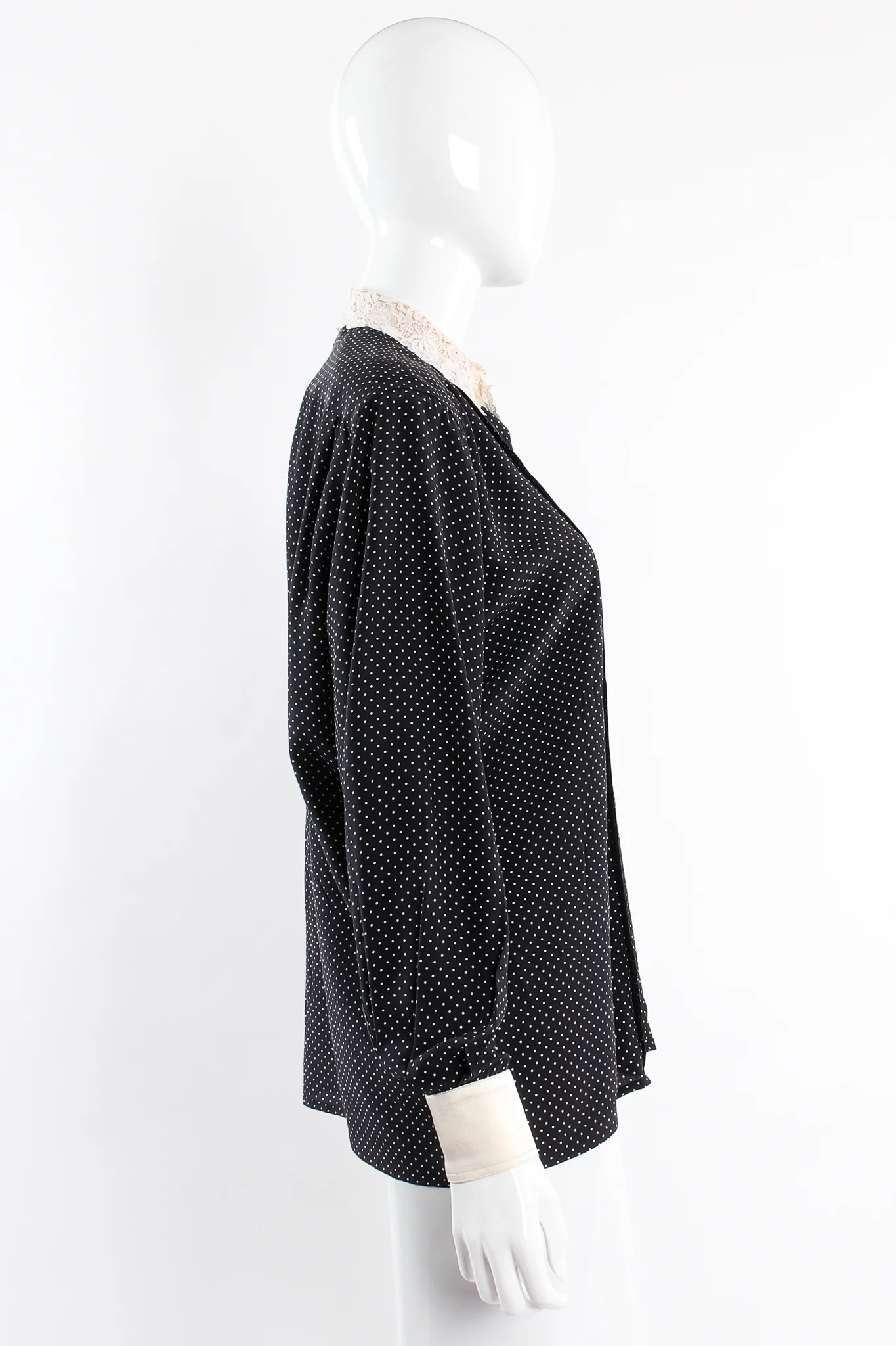 Dotted Crochet Collar Blouse - Image 7