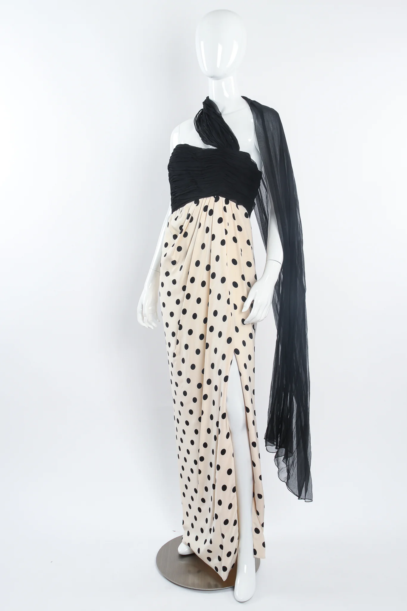 Dotted Sheath Scarf Gown - Image 8