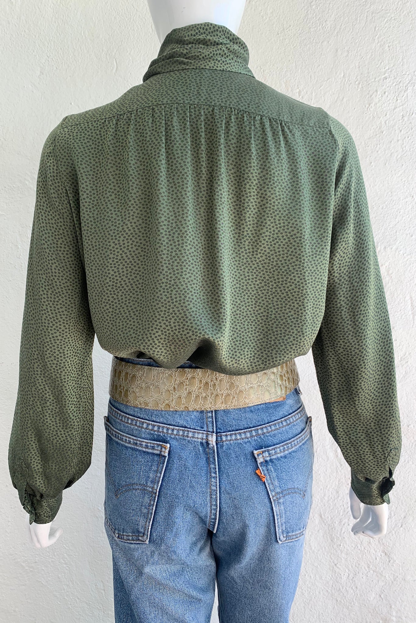 Dotted Silk Bow Blouse - Image 8