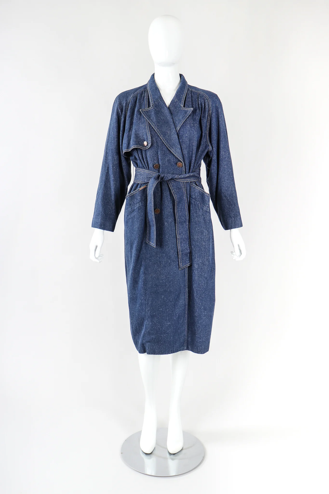 Double Breasted Denim Cocoon Coat - Image 2