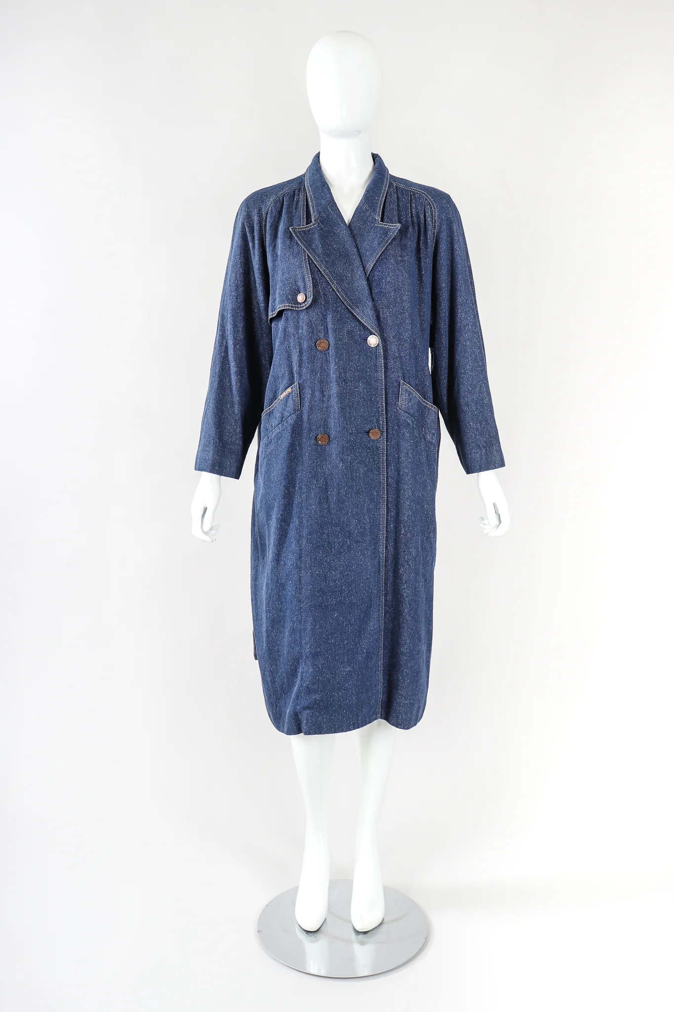 Double Breasted Denim Cocoon Coat - Image 3