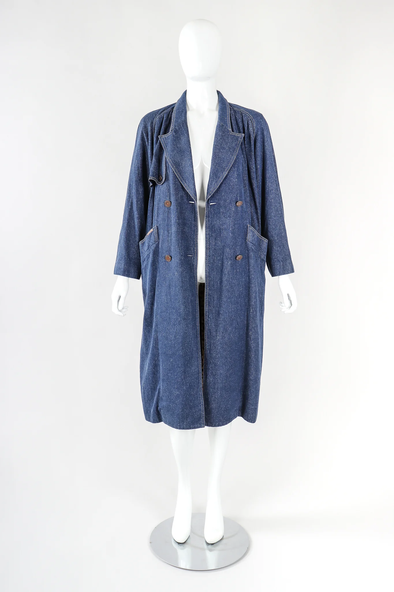 Double Breasted Denim Cocoon Coat - Image 4