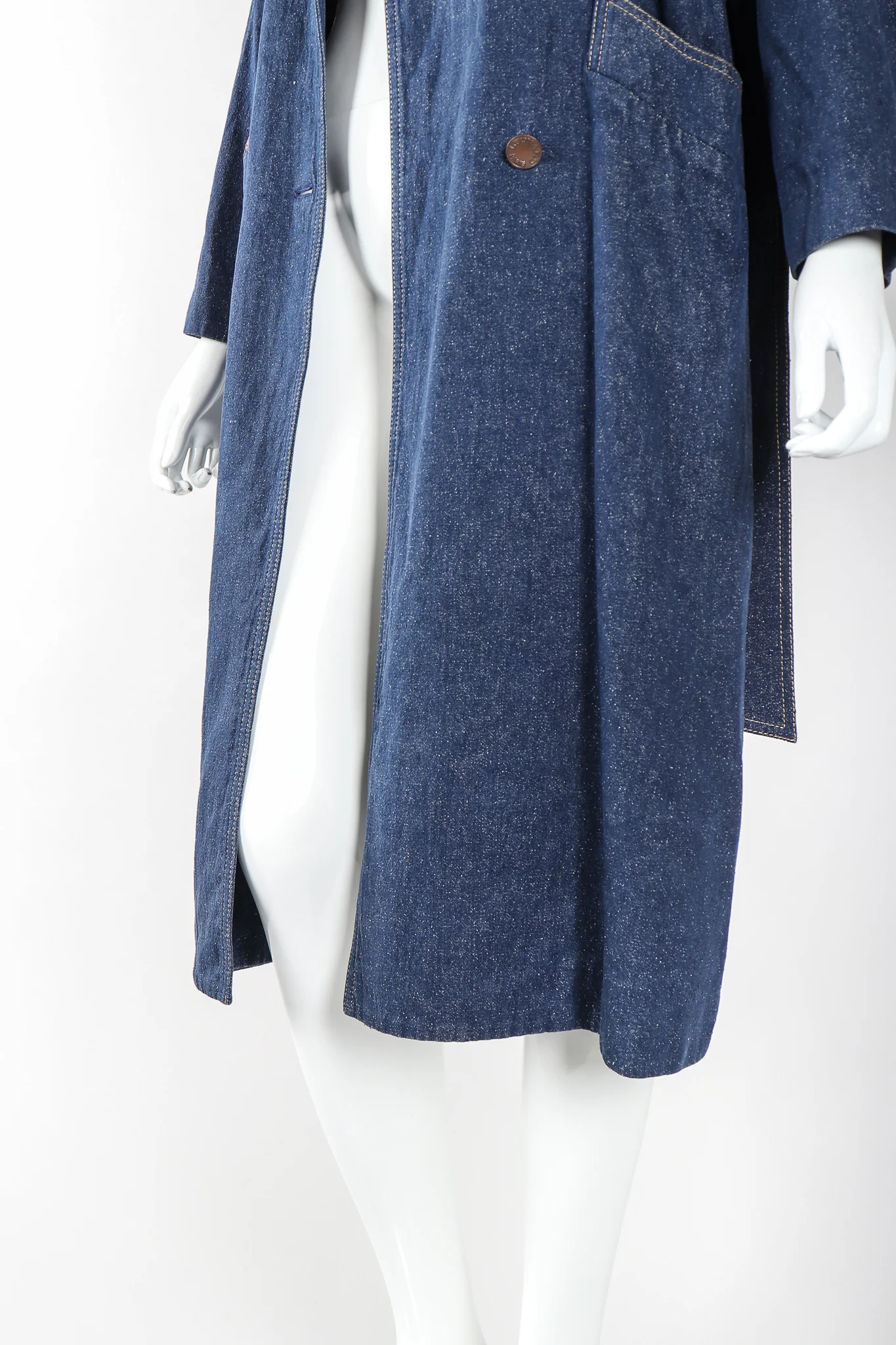 Double Breasted Denim Cocoon Coat - Image 6