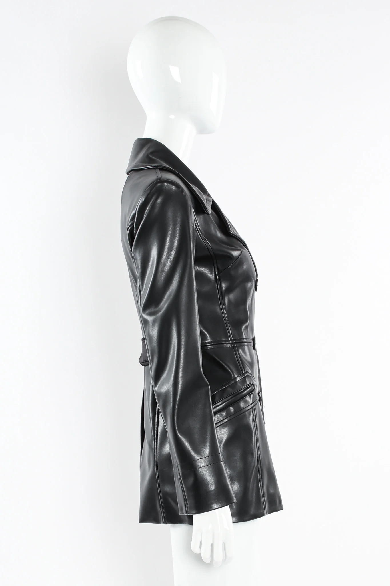 Double Breasted Faux Leather Blazer - Image 3