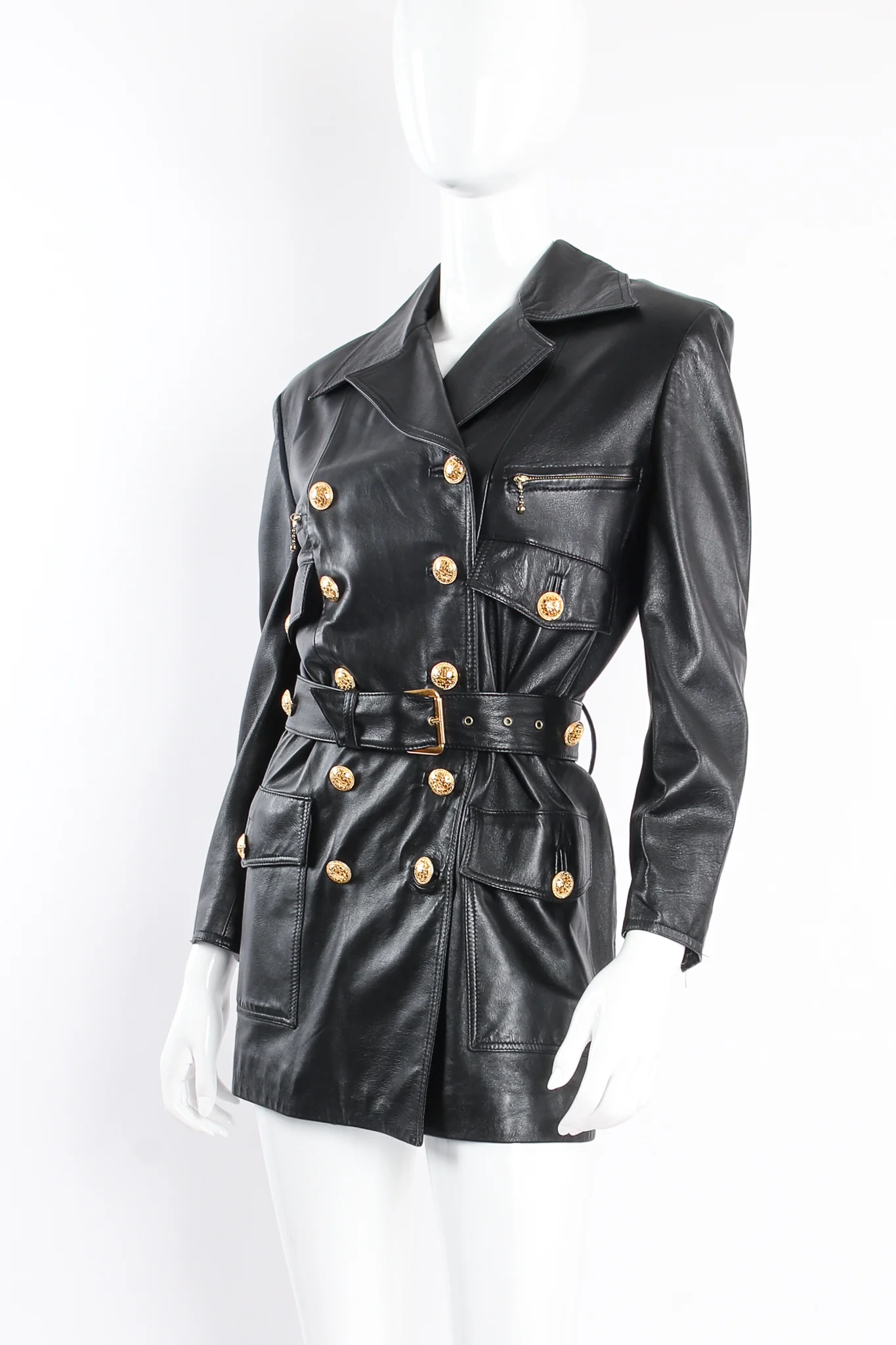 Double Breasted Leather Trench Coat