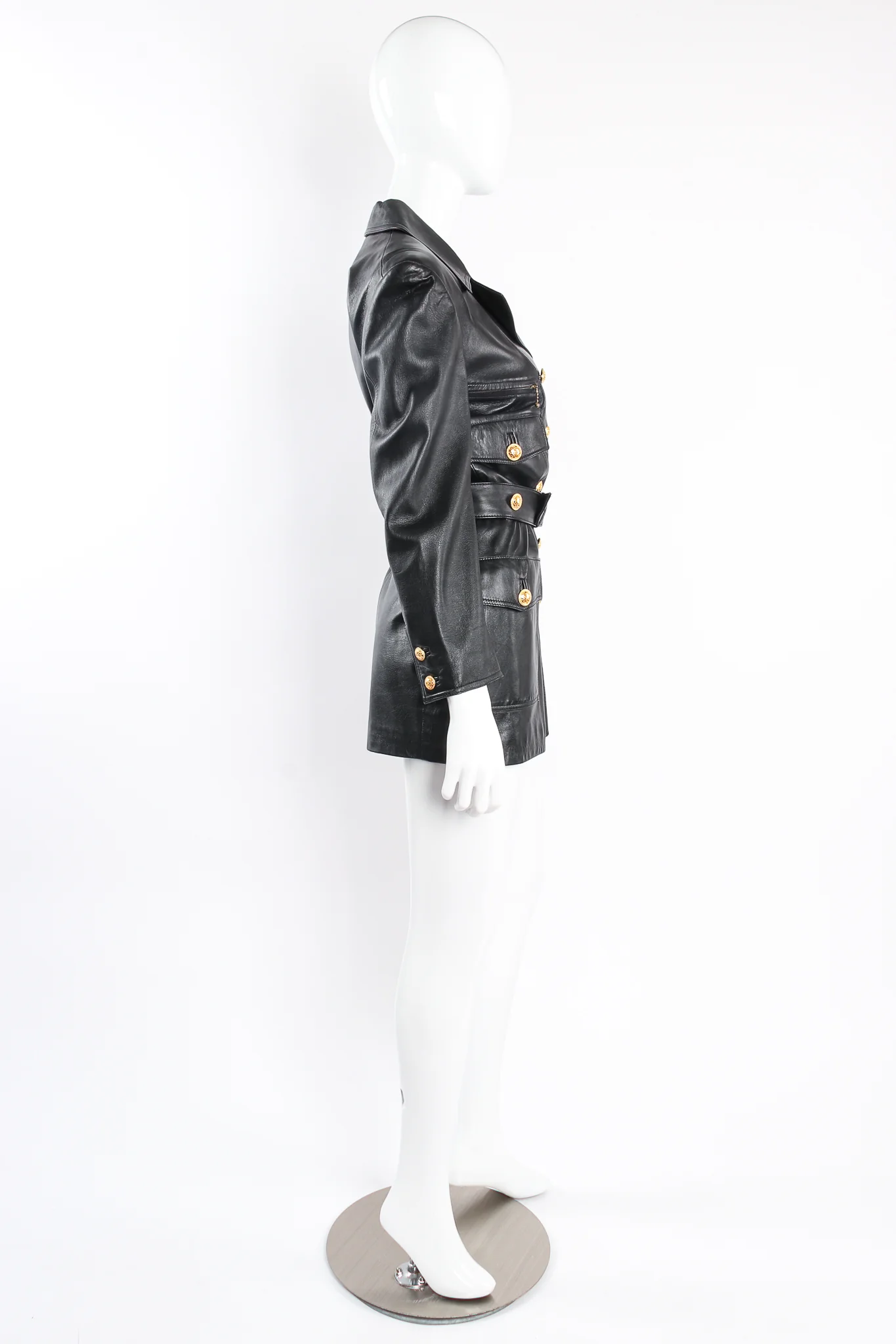Double Breasted Leather Trench Coat - Image 3