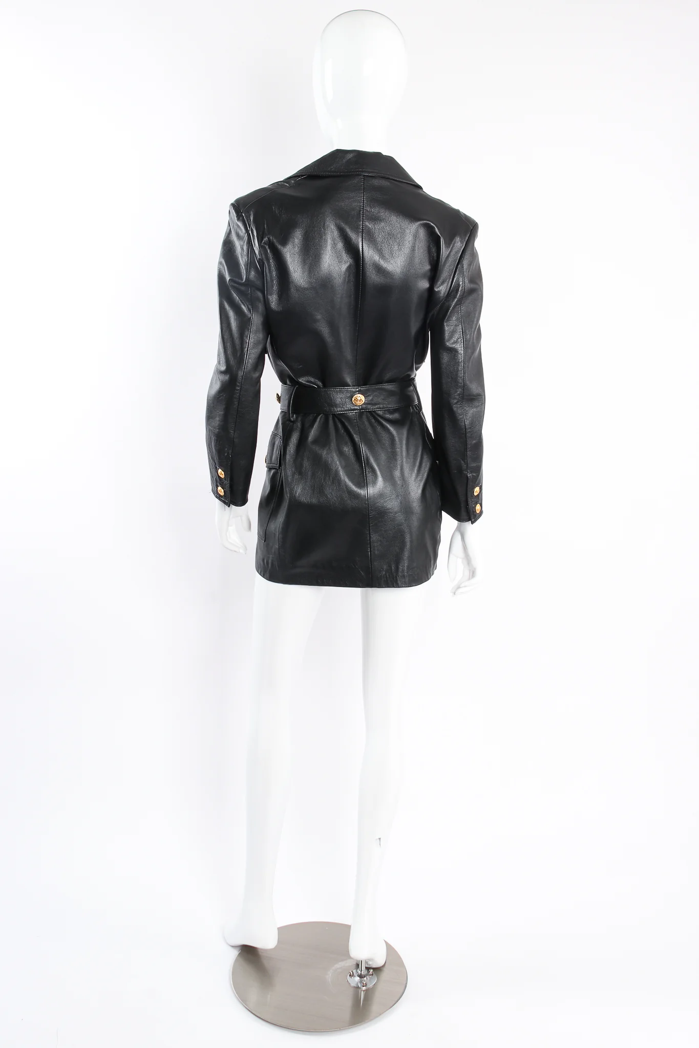 Double Breasted Leather Trench Coat - Image 4
