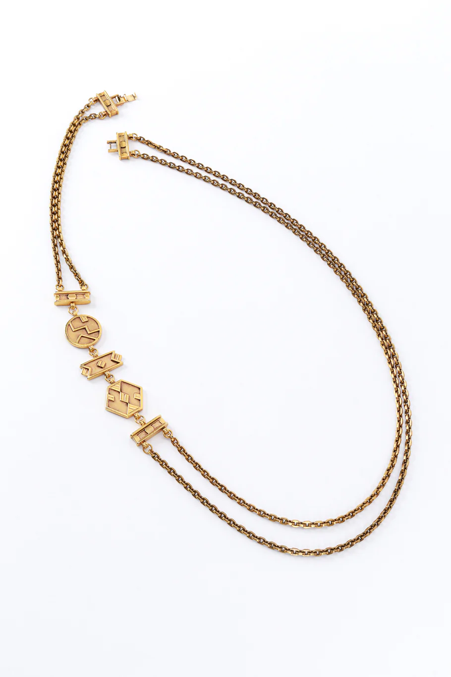Double Strand Geometric Pendant Necklace - Image 2