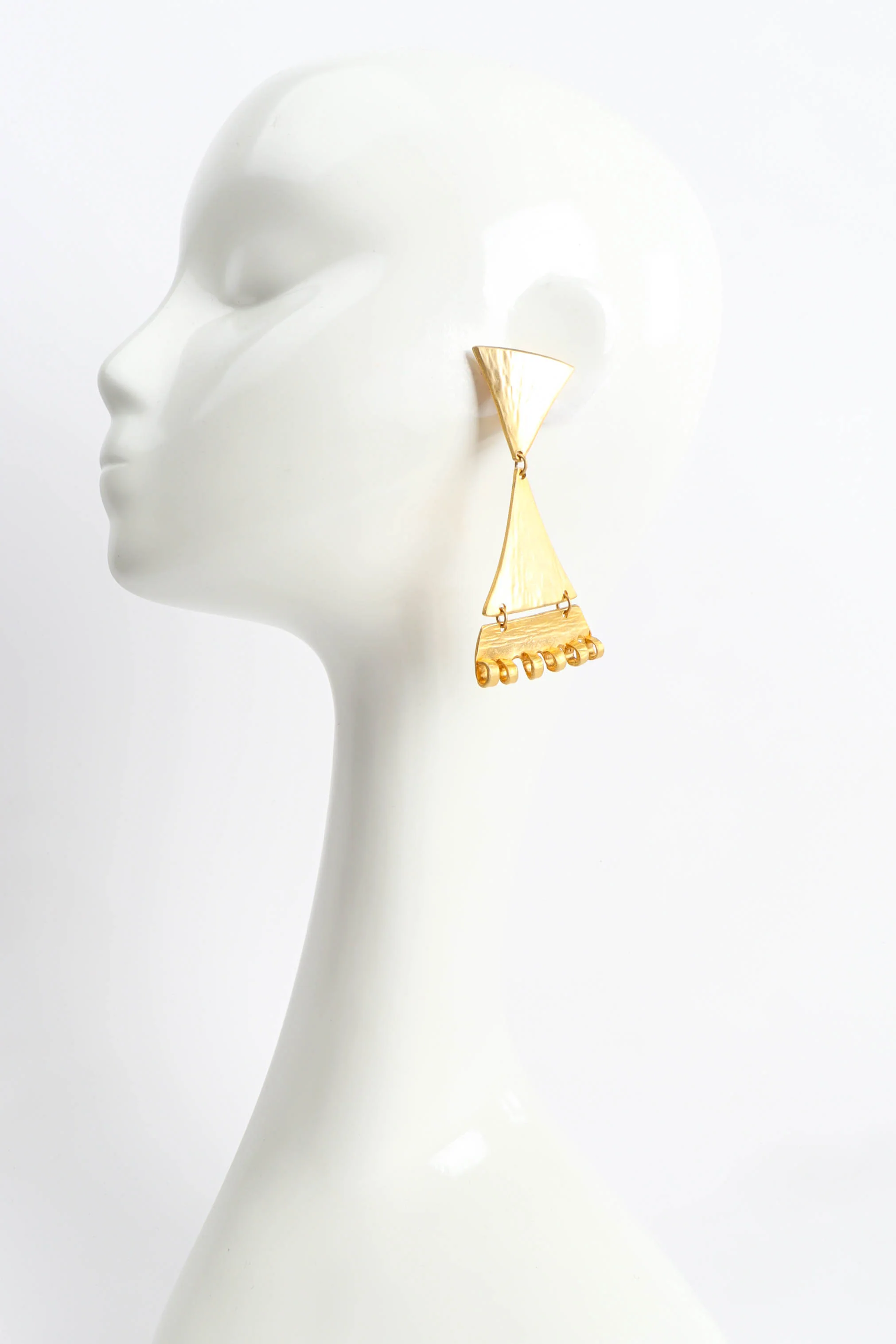 Double Triangle Drop Earrings - Image 2