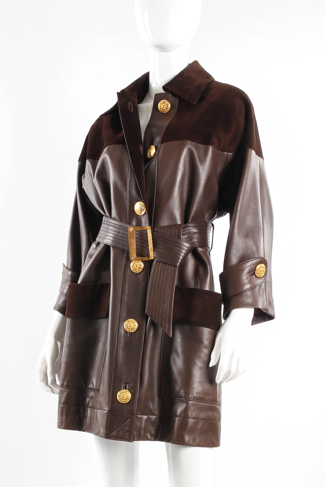 Suede & Leather Trench Coat - Image 2