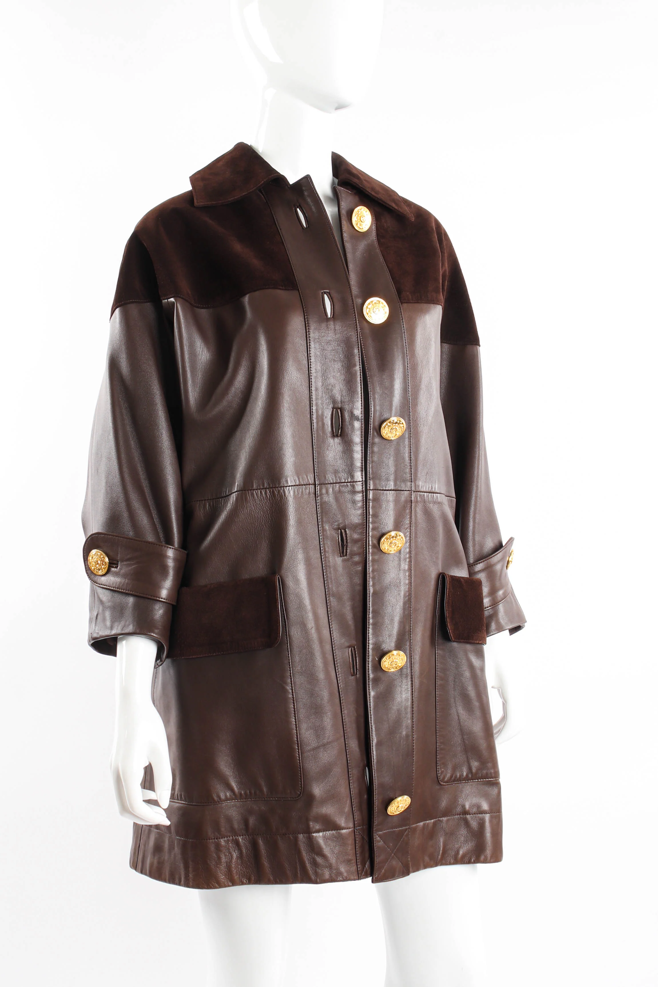Suede & Leather Trench Coat - Image 3