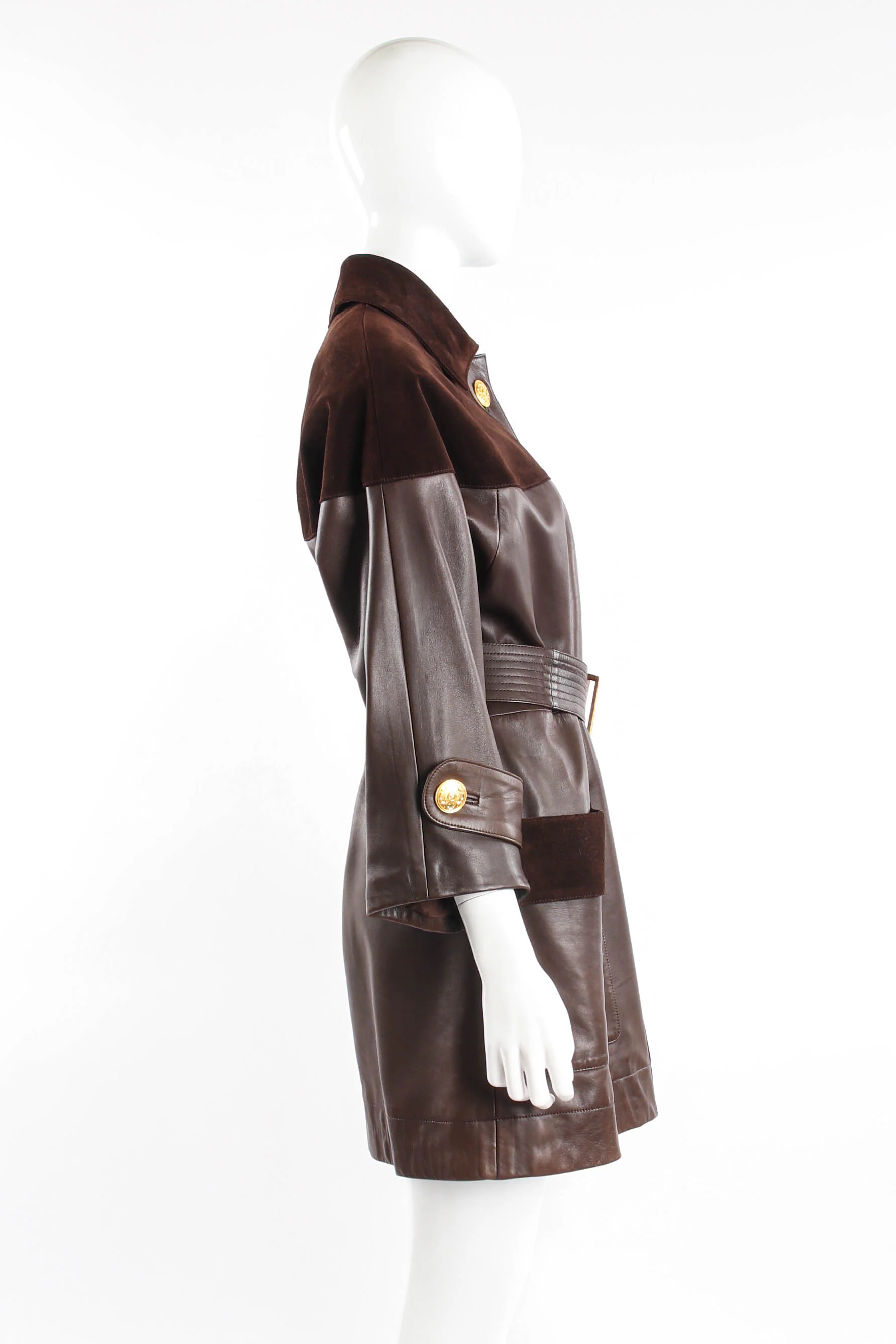 Suede & Leather Trench Coat - Image 4