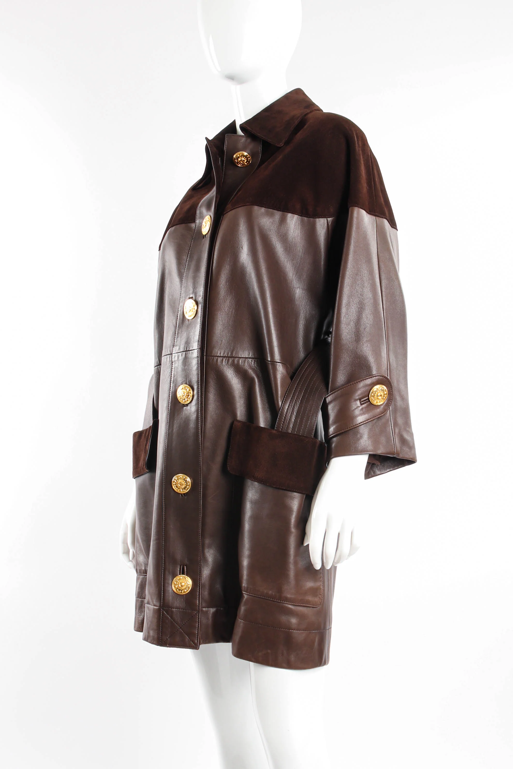 Suede & Leather Trench Coat - Image 6
