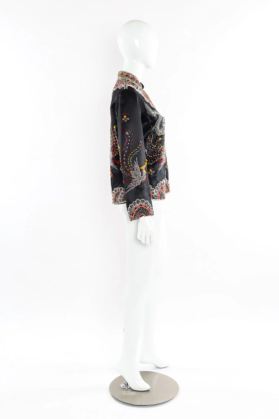 Dragon Phoenix Embellished Silk Jacket - Image 2