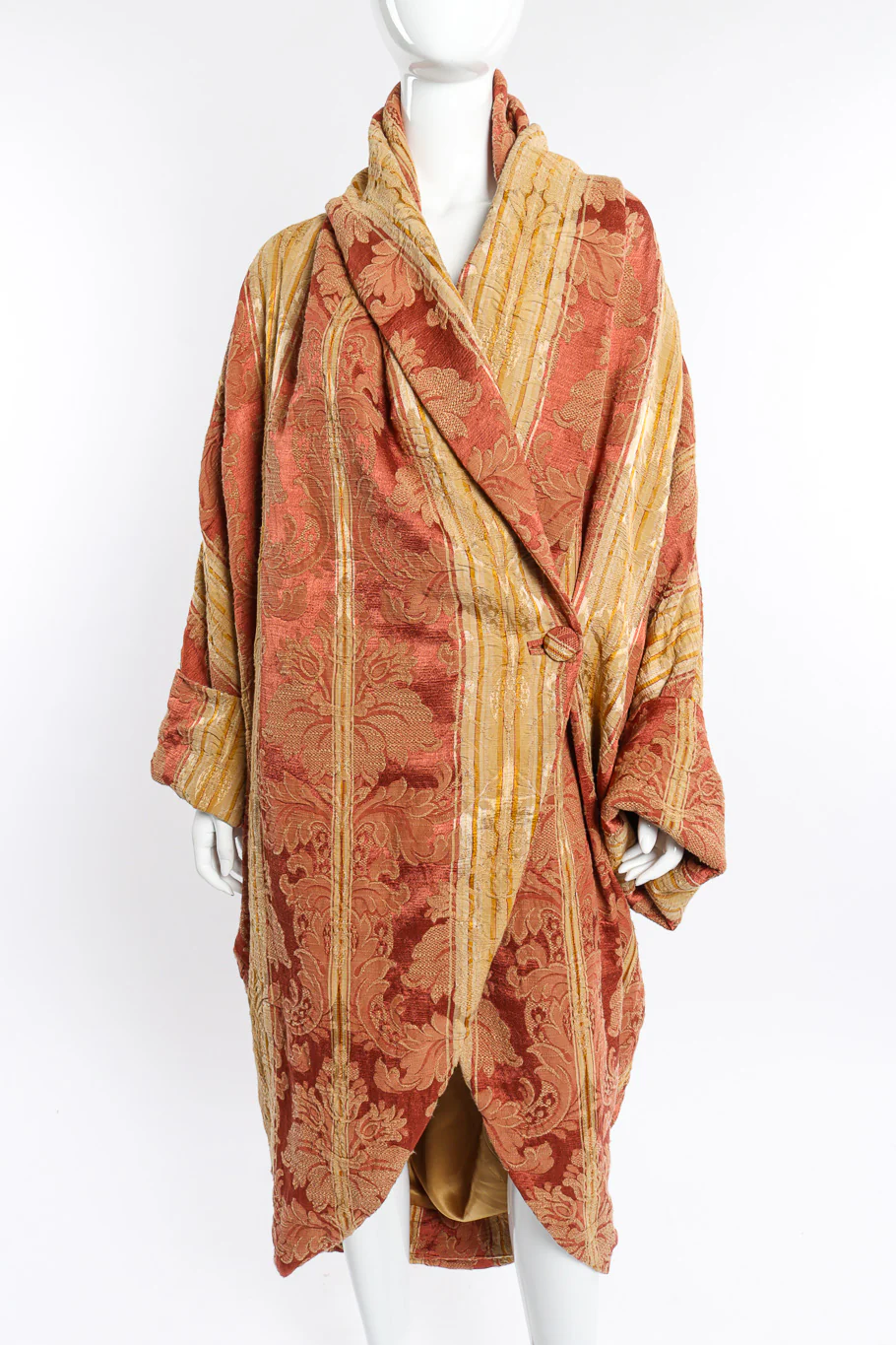 Draped Brocade Cocoon Coat - Image 5
