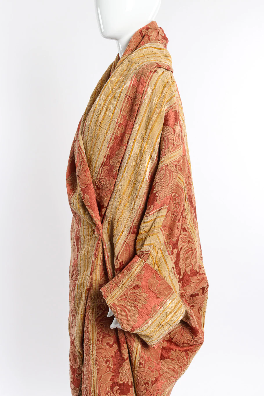 Draped Brocade Cocoon Coat - Image 6