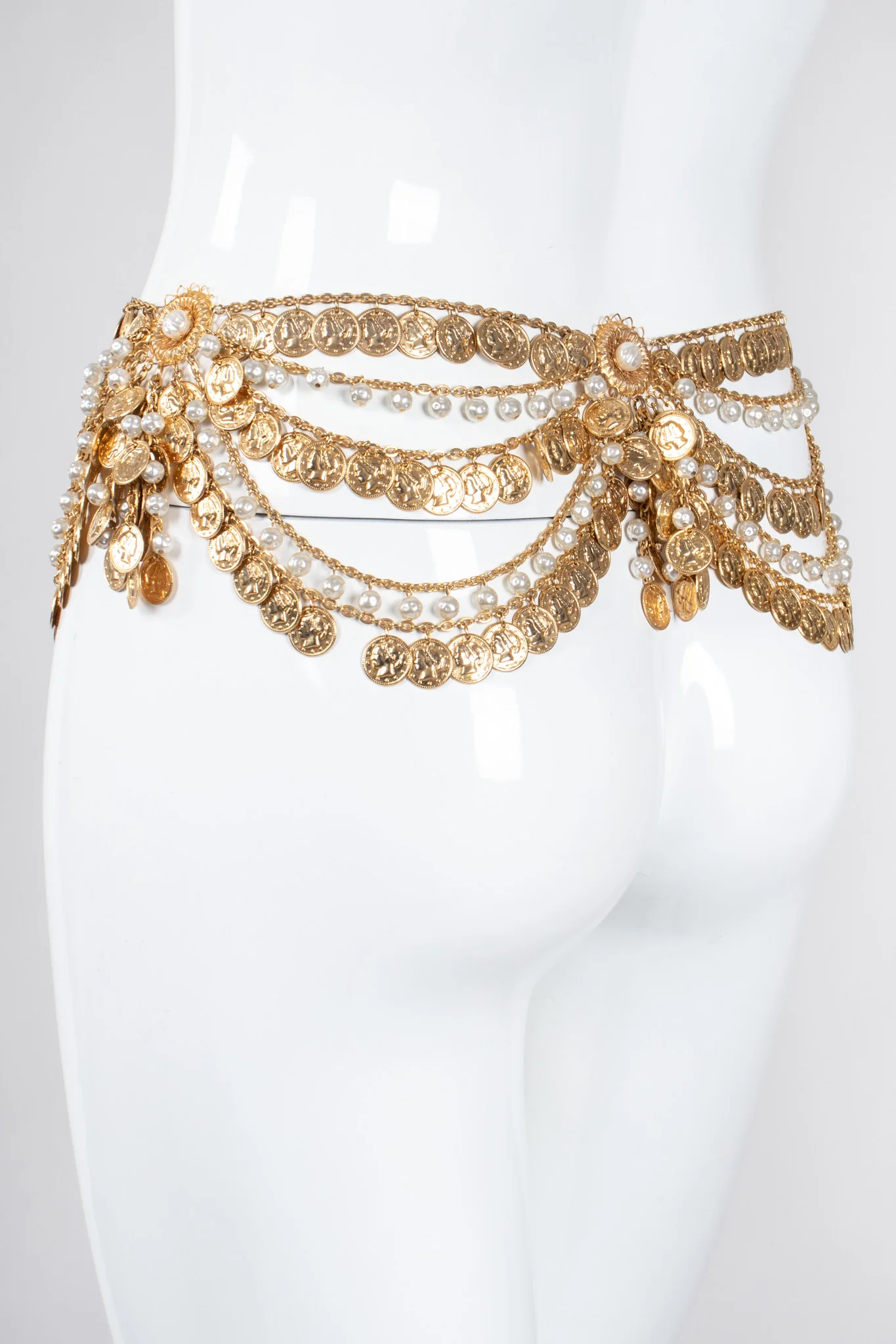 Draped Coin Pearl Chain Belt - Image 10