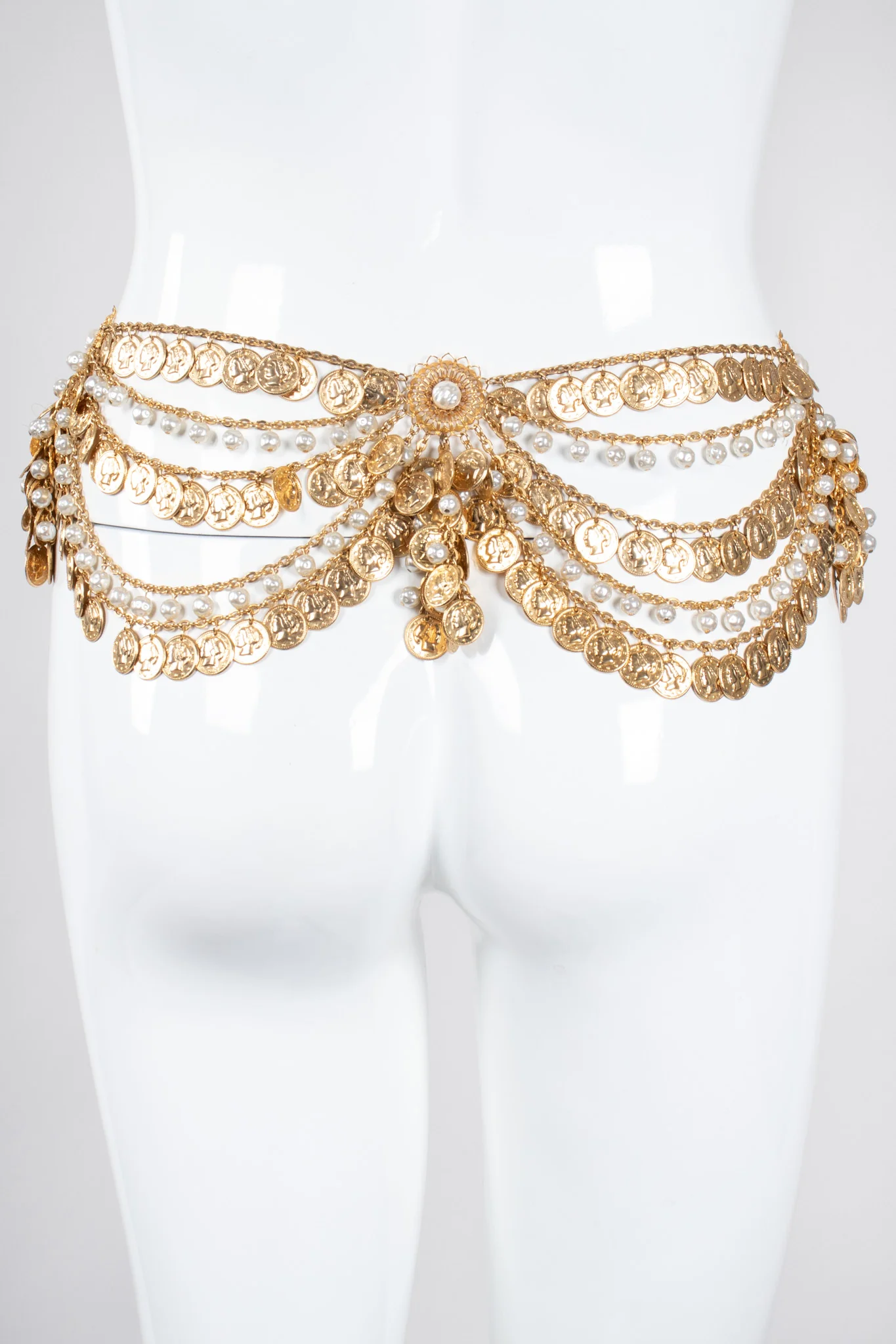 Draped Coin Pearl Chain Belt - Image 11