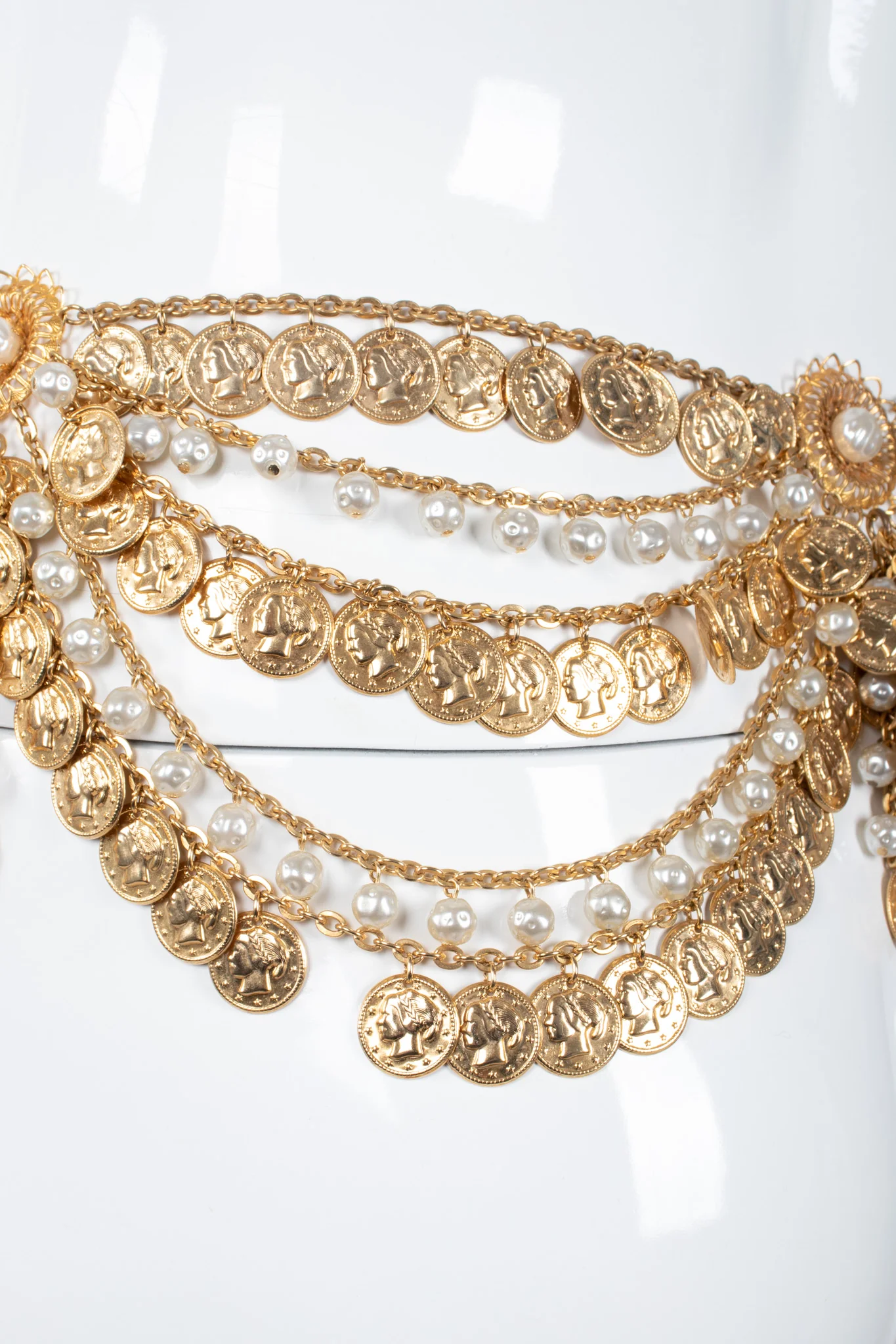 Draped Coin Pearl Chain Belt - Image 13