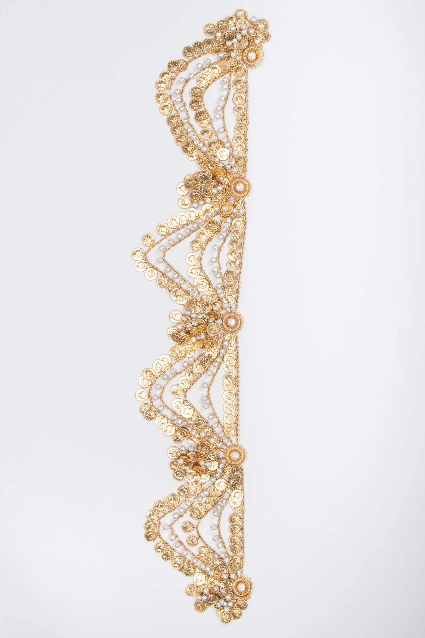 Draped Coin Pearl Chain Belt - Image 2