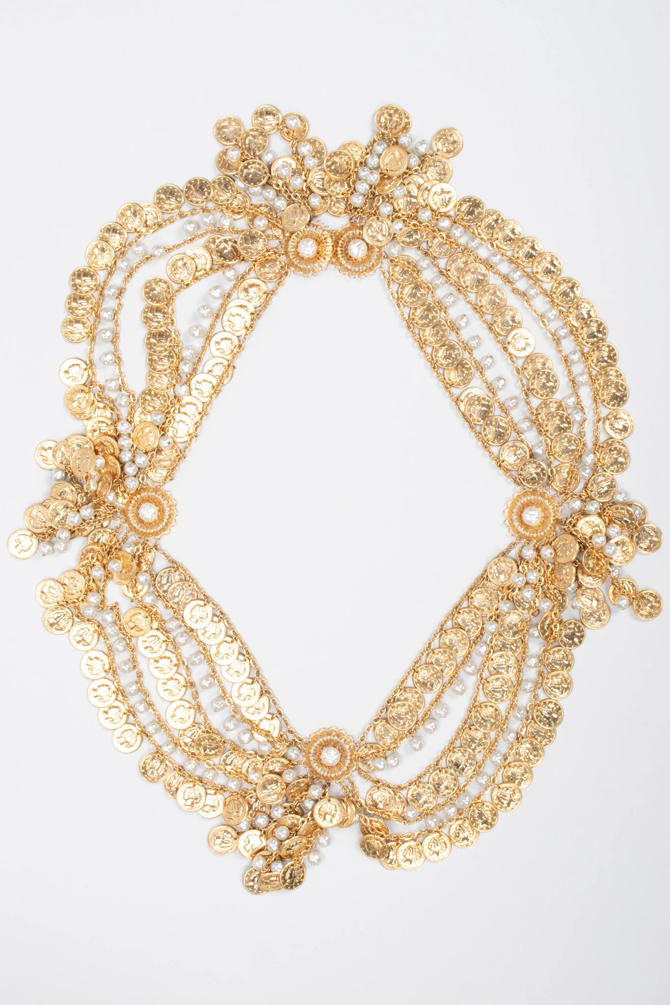 Draped Coin Pearl Chain Belt - Image 3