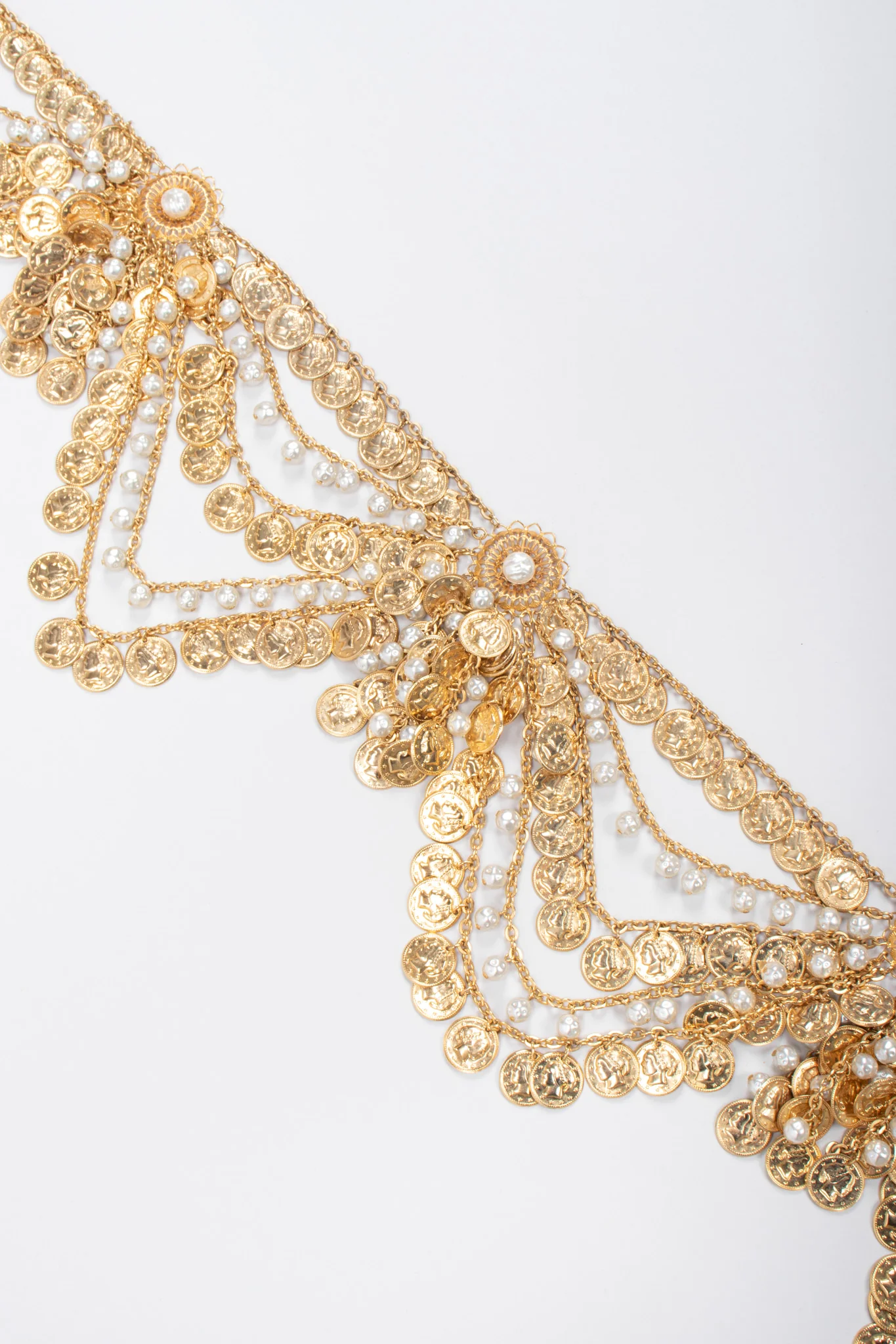 Draped Coin Pearl Chain Belt - Image 4