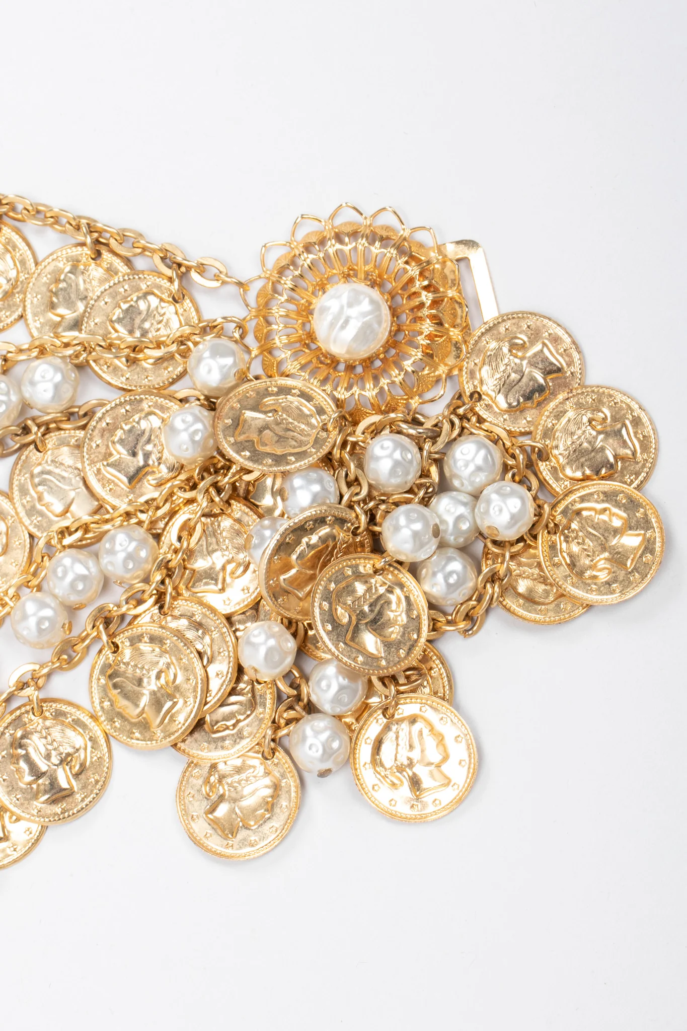 Draped Coin Pearl Chain Belt - Image 7