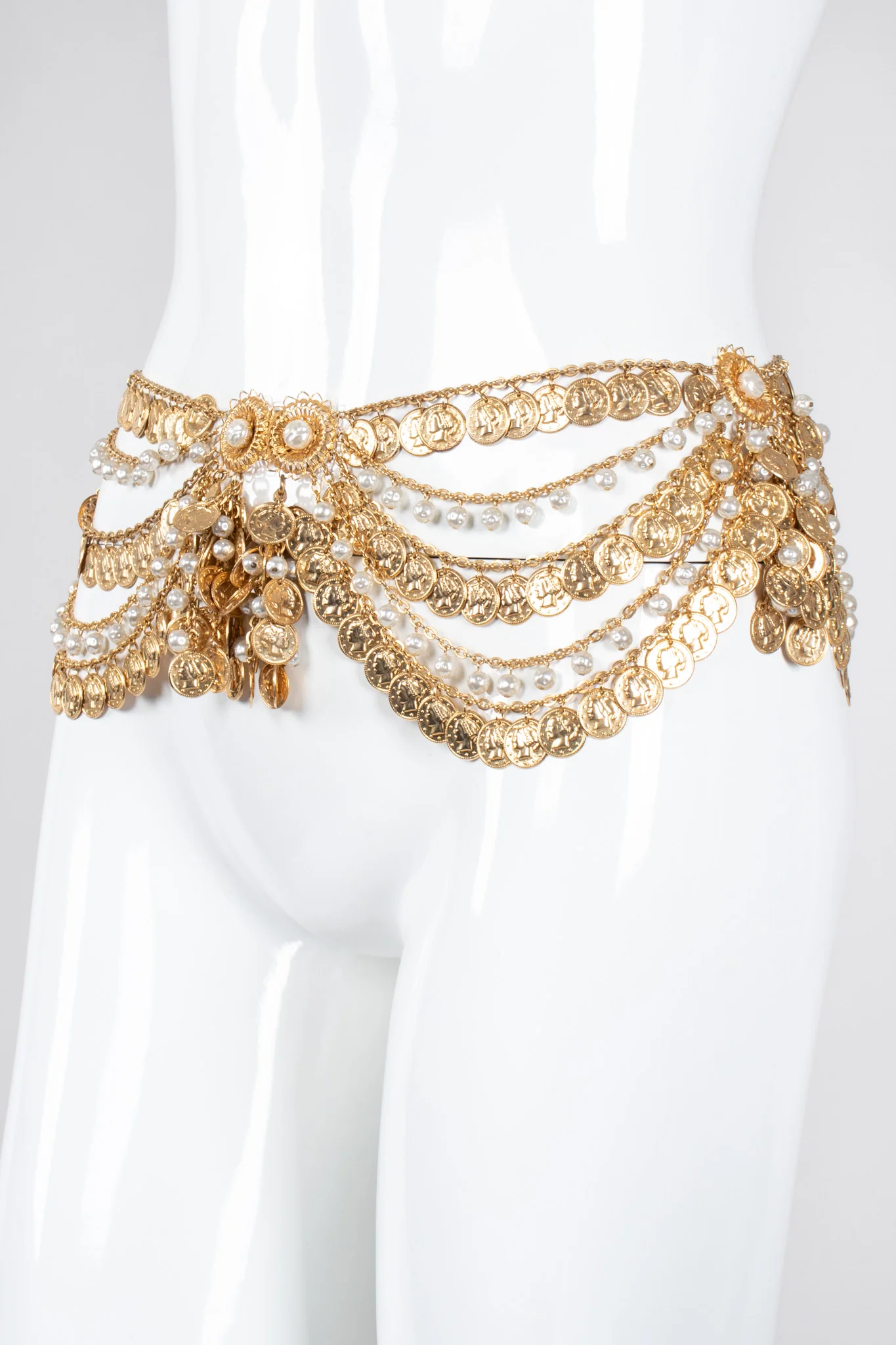 Draped Coin Pearl Chain Belt - Image 8
