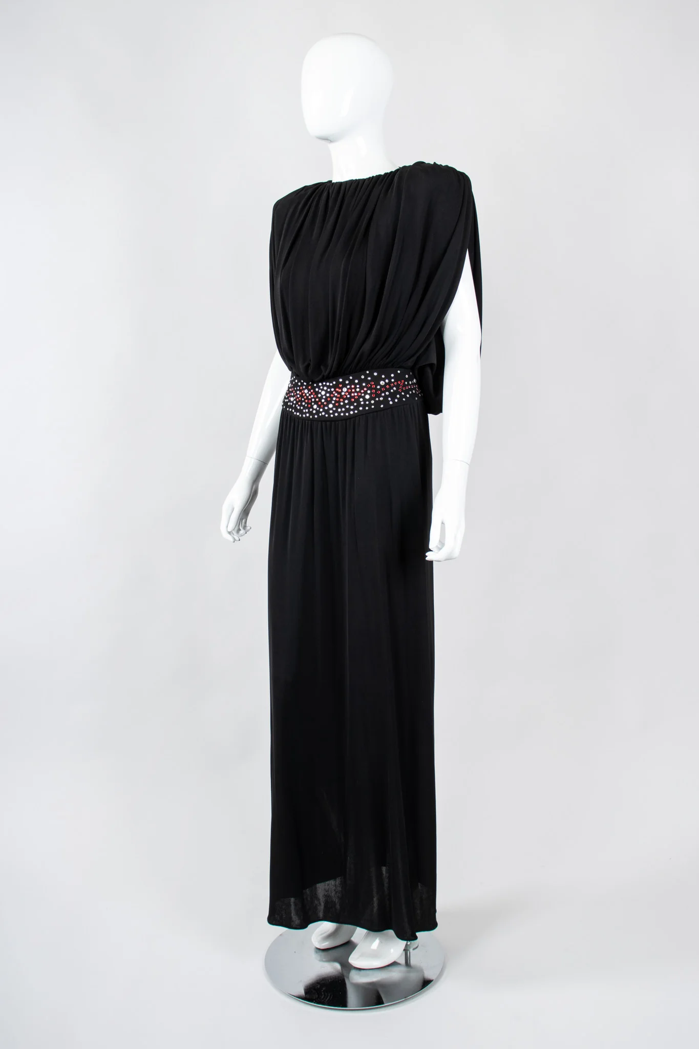 Draped Crepe Column Dress - Image 3