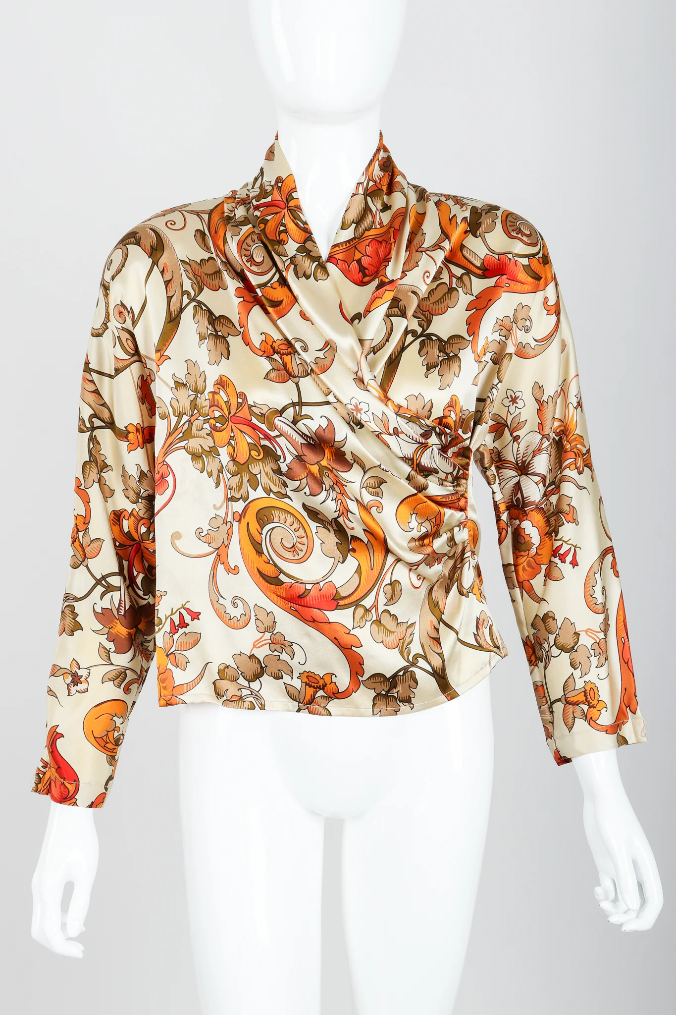 Draped Satin Wrap Blouse - Image 2