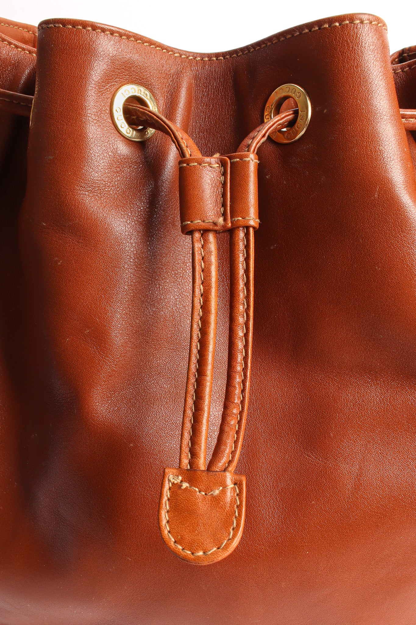 Drawstring Leather Bucket Bag - Image 10