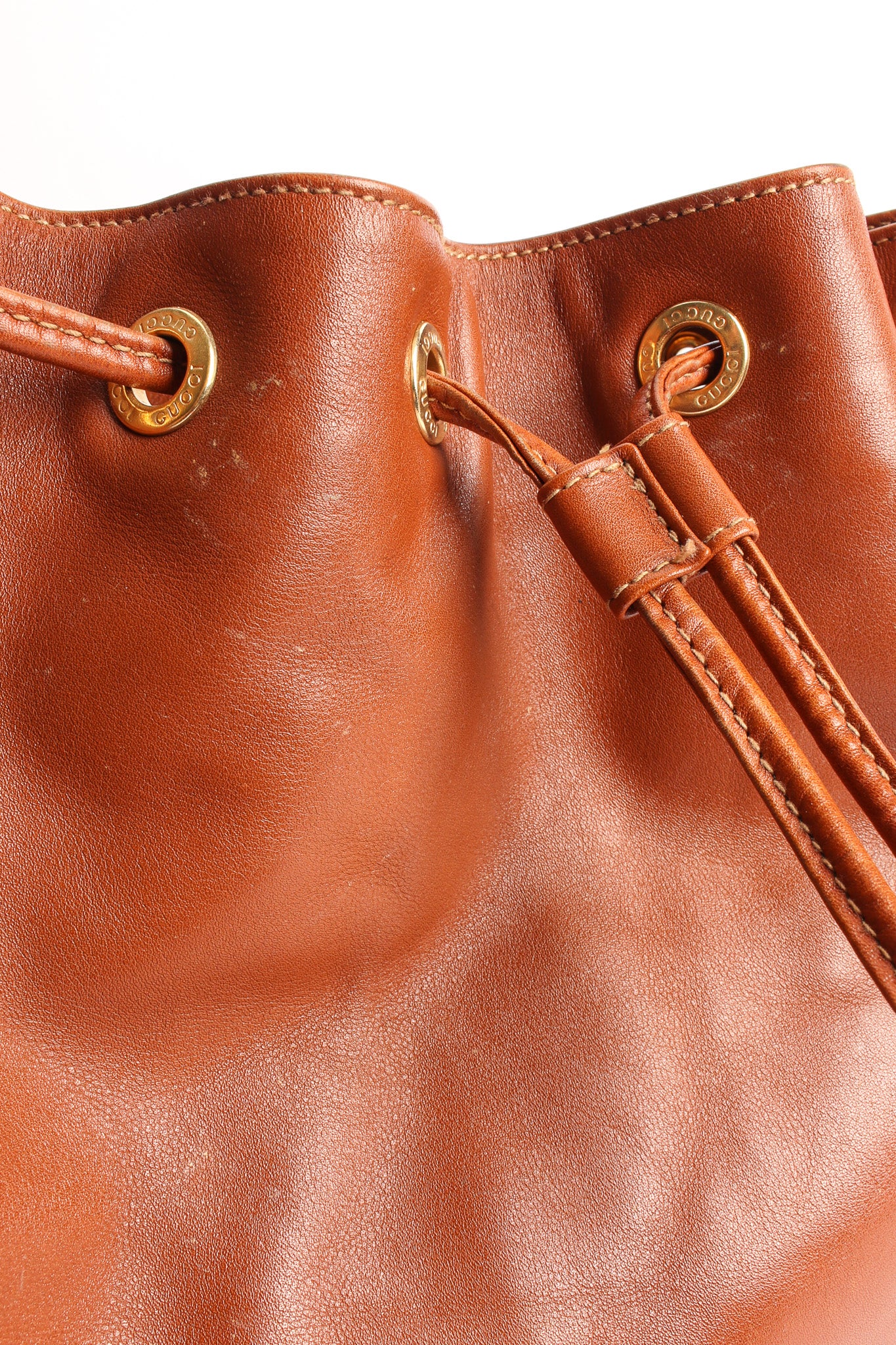 Drawstring Leather Bucket Bag - Image 13