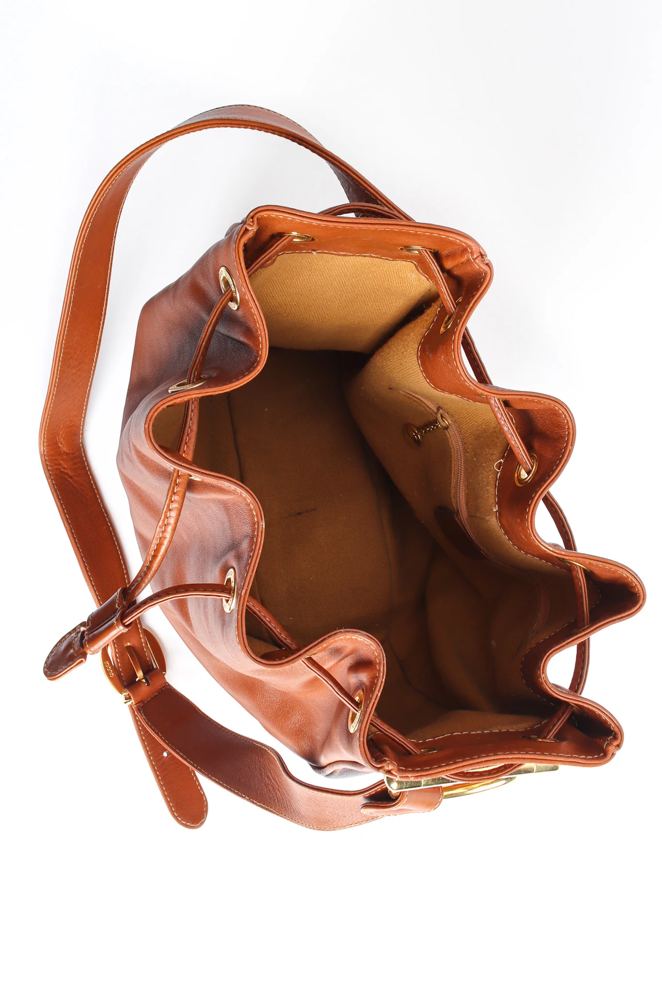 Drawstring Leather Bucket Bag - Image 8