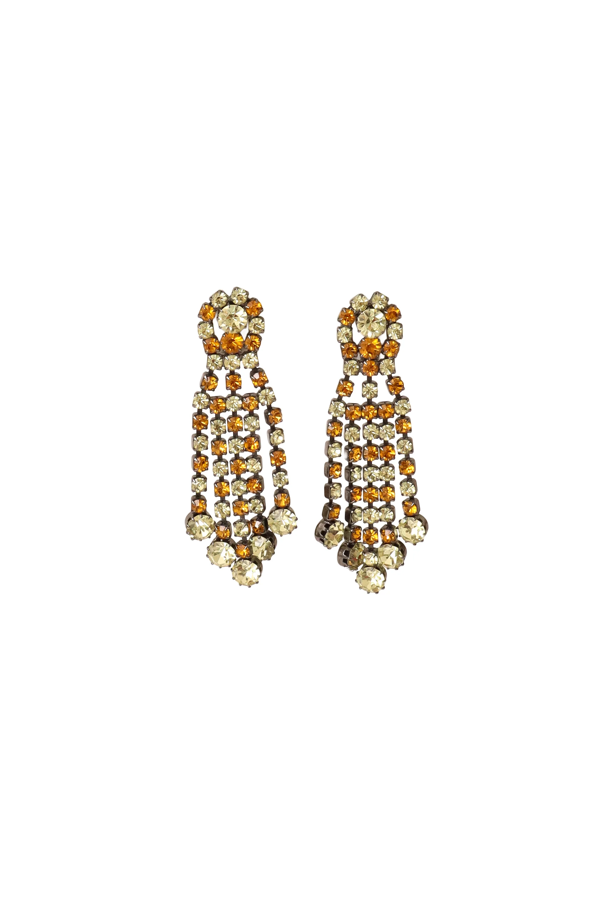 Duo-tone Crystal Fringe Drop Earrings