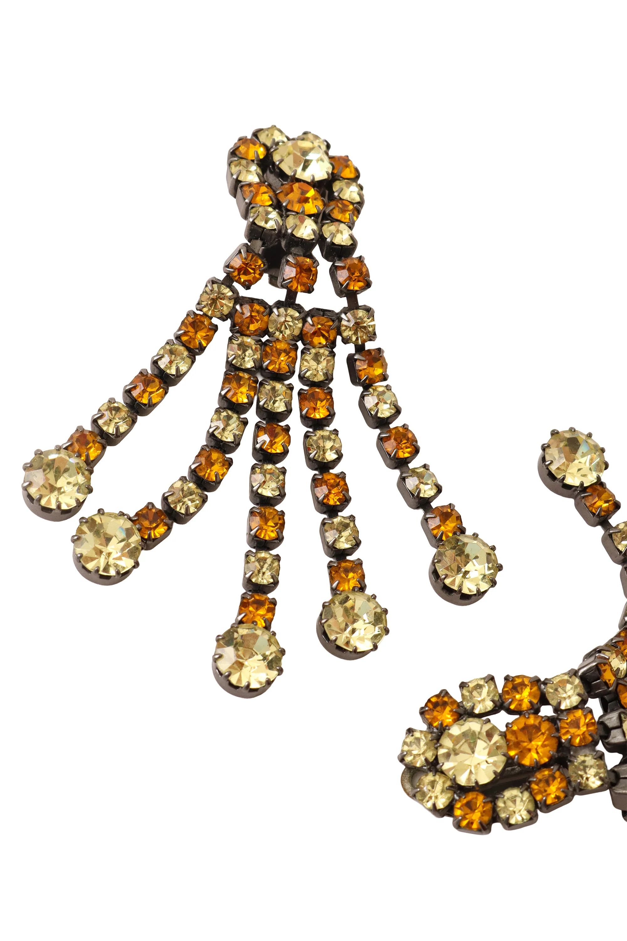 Duo-tone Crystal Fringe Drop Earrings - Image 3
