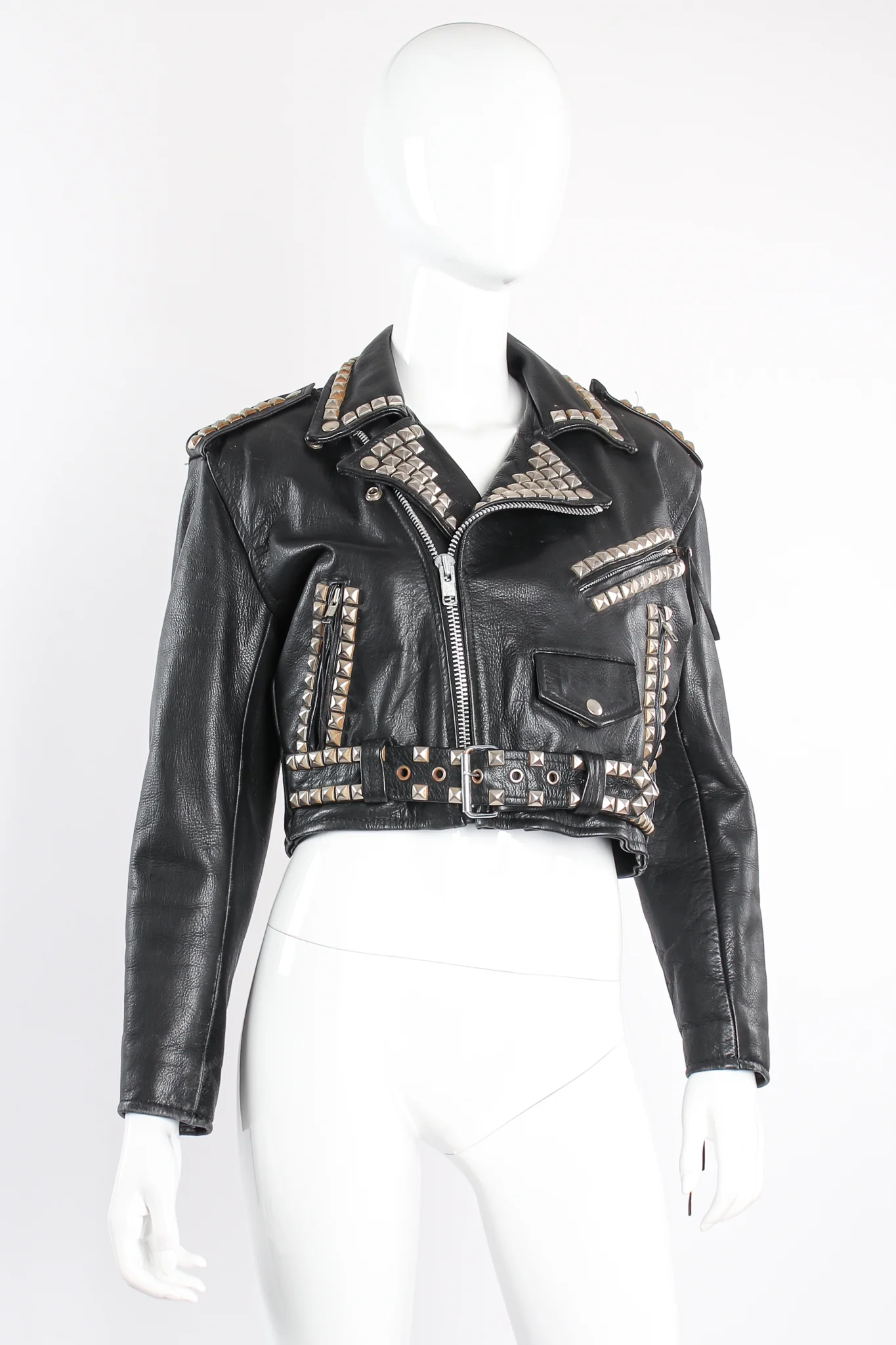 Eagle Studded Leather Biker Jacket - Image 4