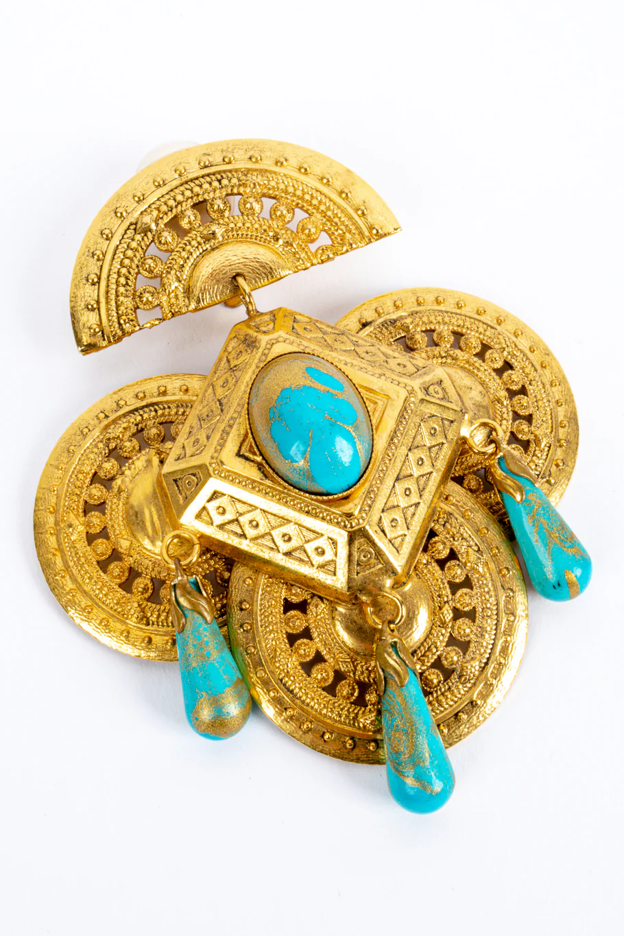 Egyptian Revival Medallion Earrings - Image 3