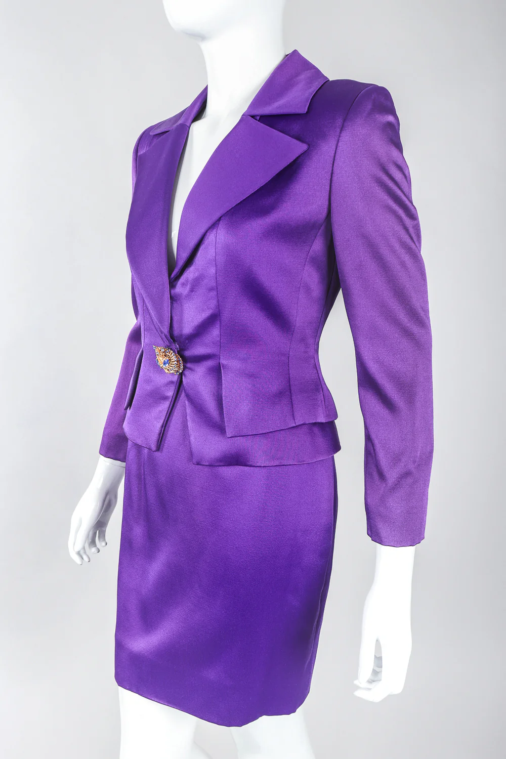 Electric Satin Jacket & Skirt Power Suit
